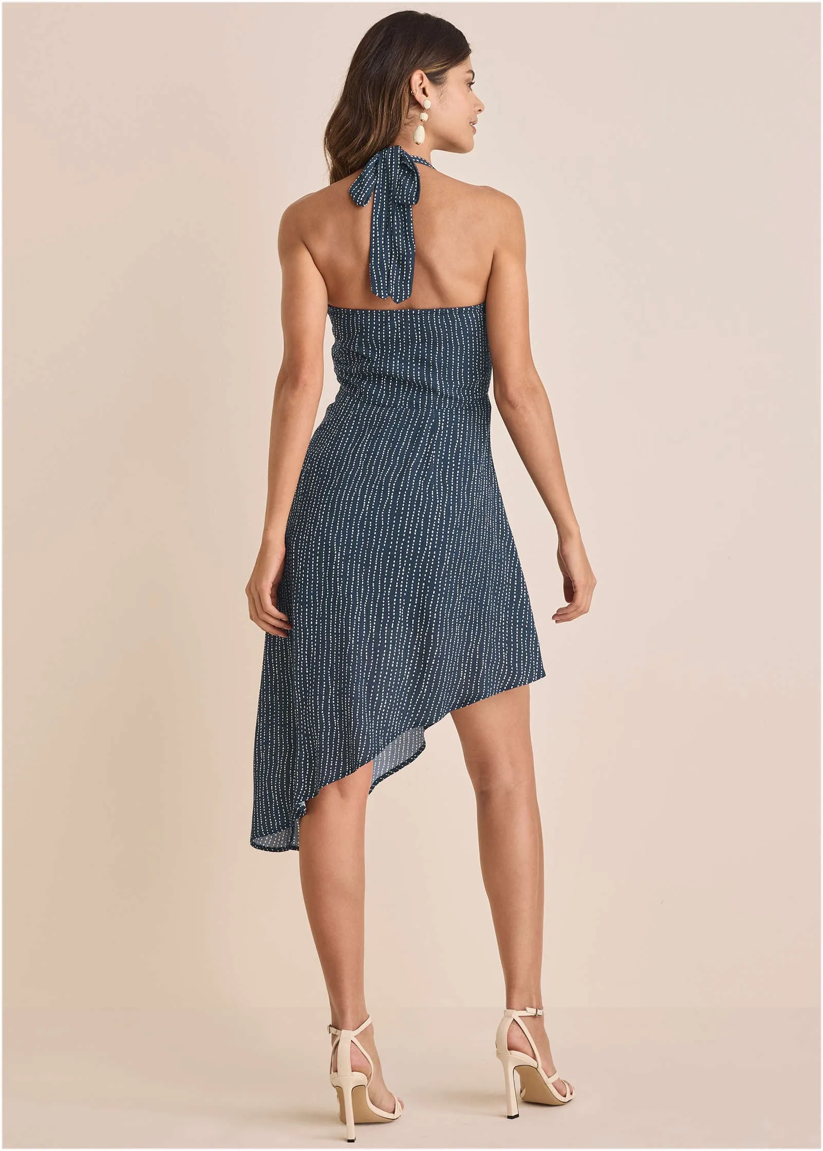 Halter High-Low Dress - Navy Dot Stripe sold by VENUS product image thumbnail 2