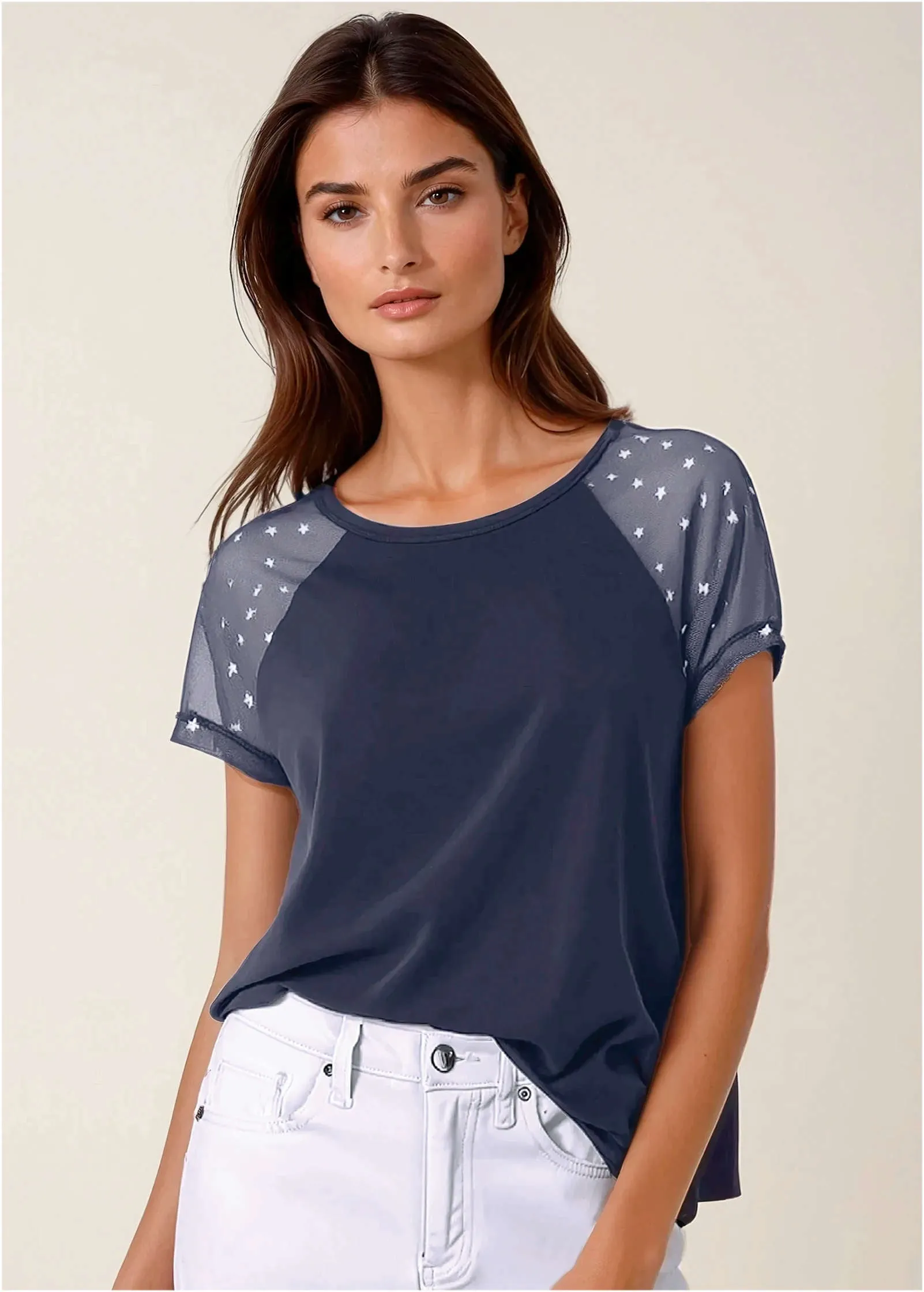 Foil Star Tee - Navy & Silver sold by VENUS