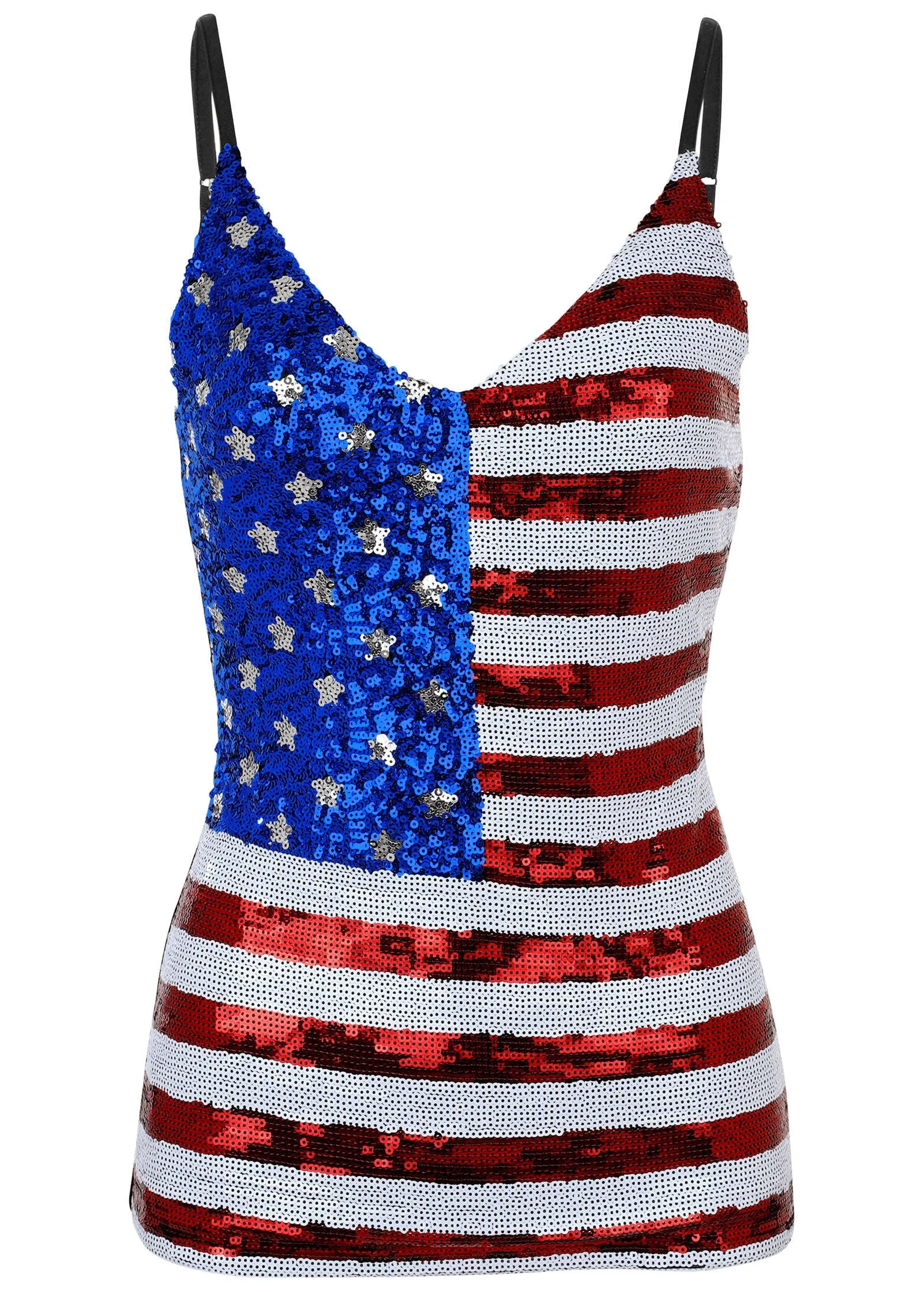 Sequin Flag Tank - Red & Blue Multi sold by VENUS product image thumbnail 5