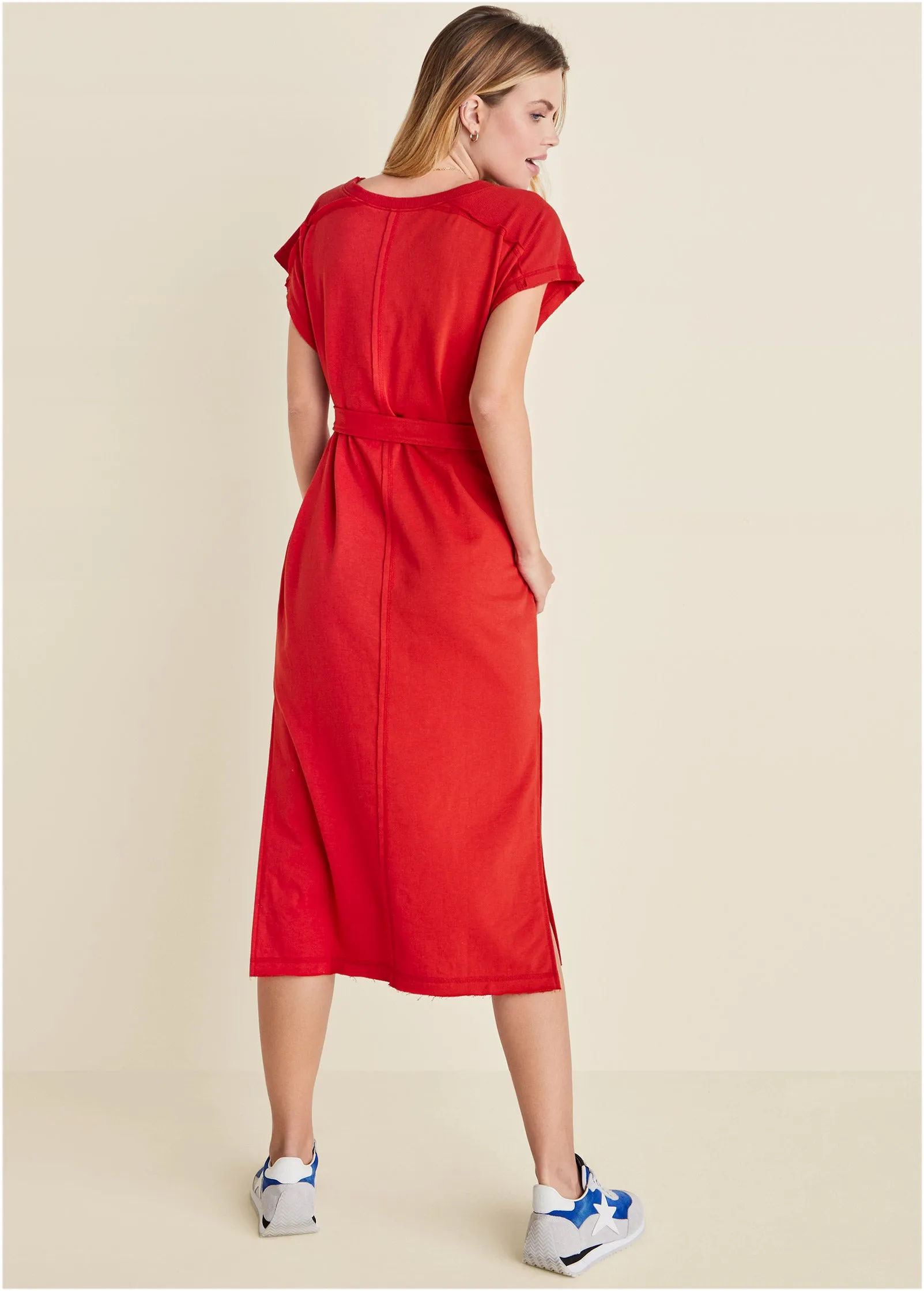 Belted Midi Dress - Red sold by VENUS product image thumbnail 2