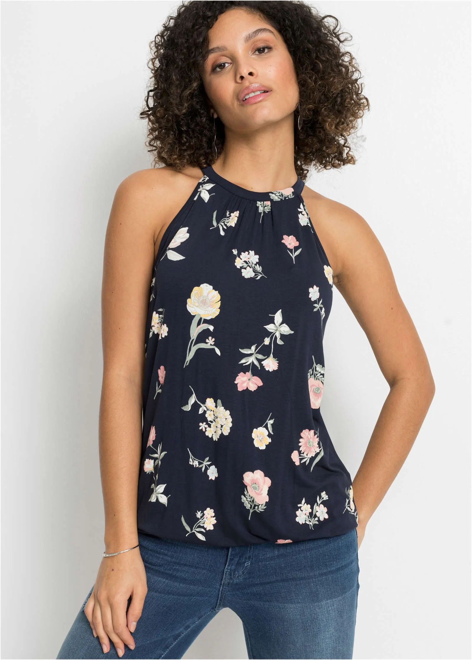 Ikat Print Top - Blue Floral sold by VENUS