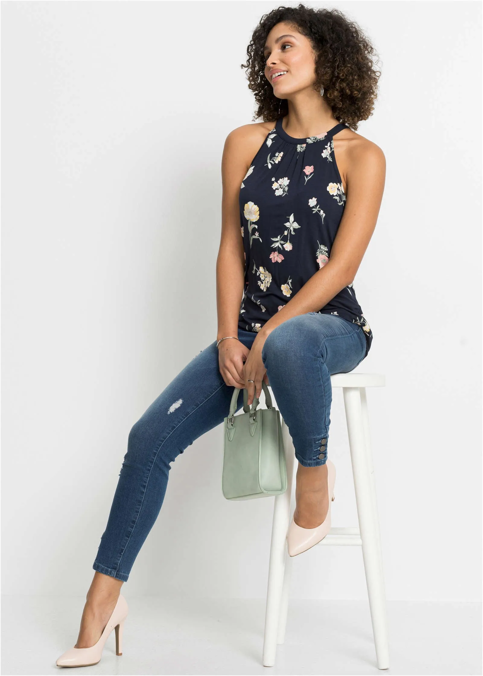 Ikat Print Top - Blue Floral sold by VENUS product image thumbnail 2