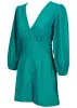 Linen Balloon Sleeve Romper - Tropical Green sold by VENUS