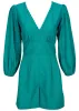 Linen Balloon Sleeve Romper - Tropical Green sold by VENUS