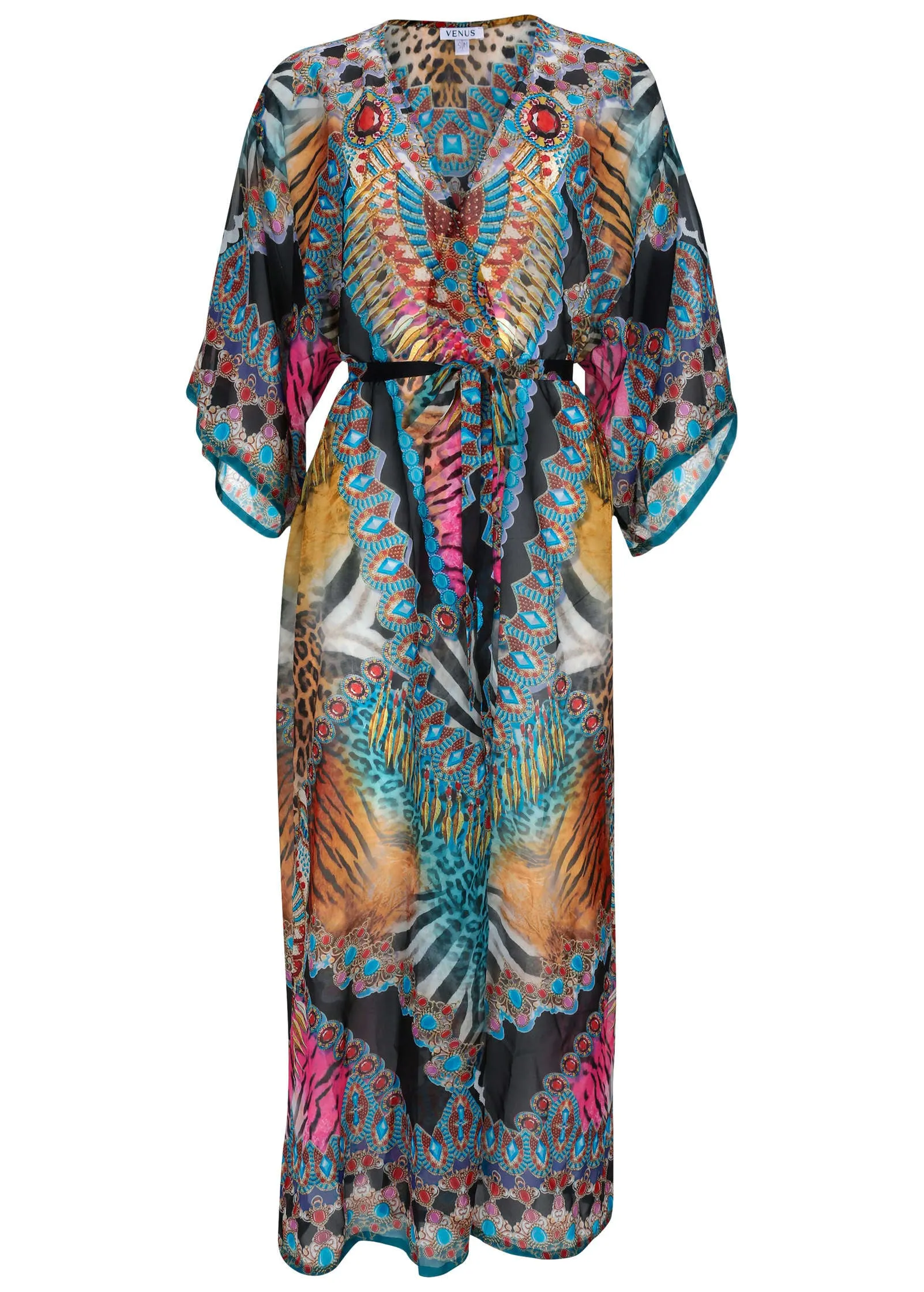 Long Kimono Cover-Up - Mirrored Jungle sold by VENUS