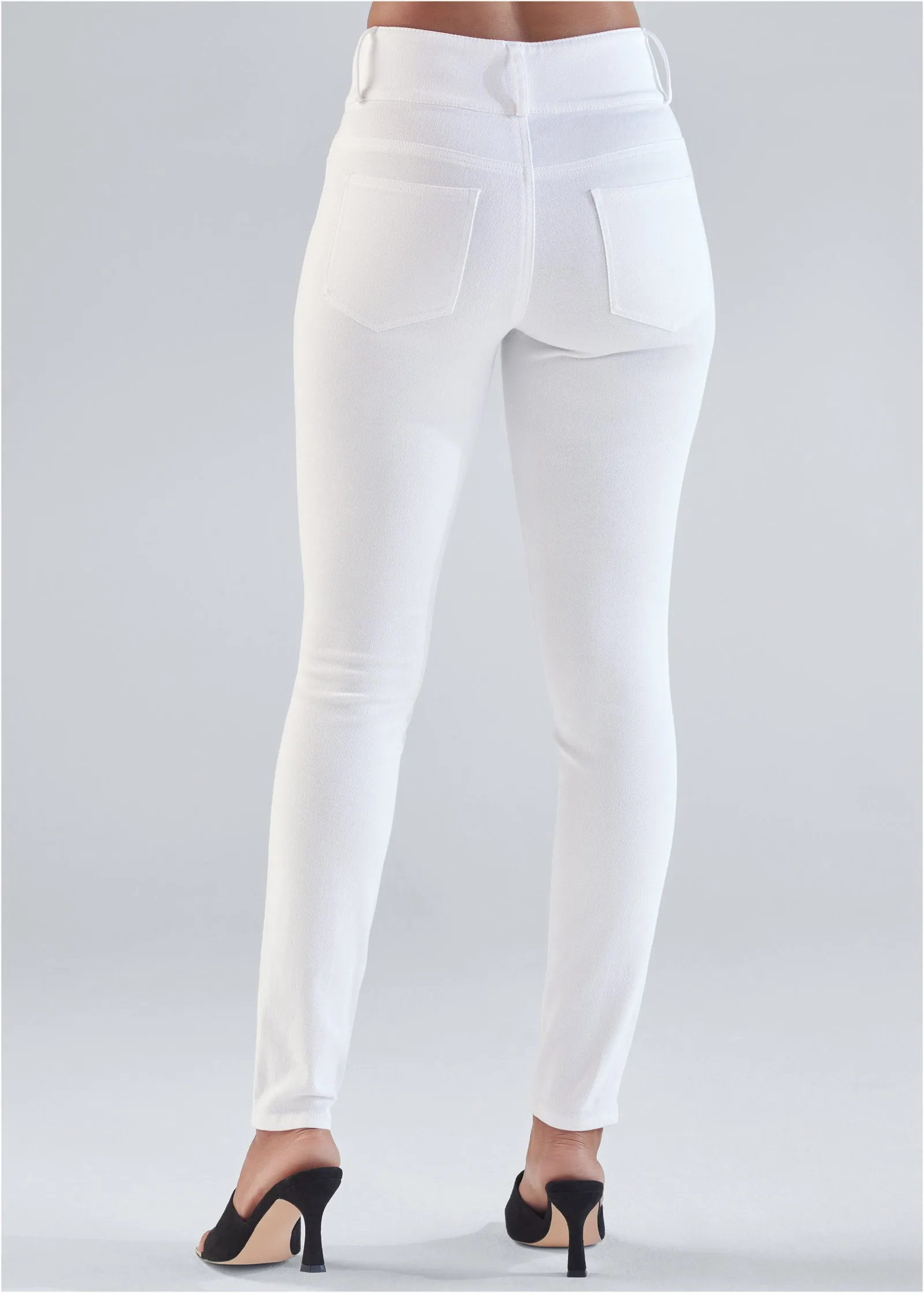 Grommet Detail Skinny Jeans - White Denim sold by VENUS product image thumbnail 2