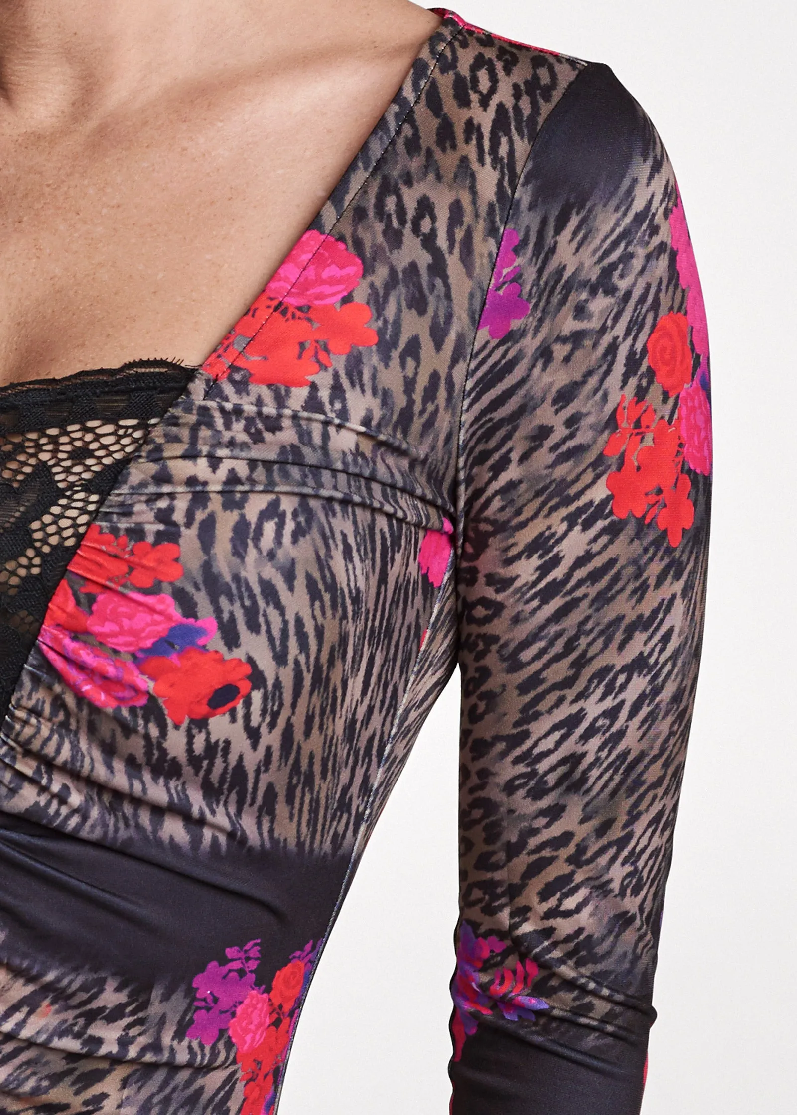 Animal And Floral Print Lace Top - Black Multi sold by VENUS product image thumbnail 4