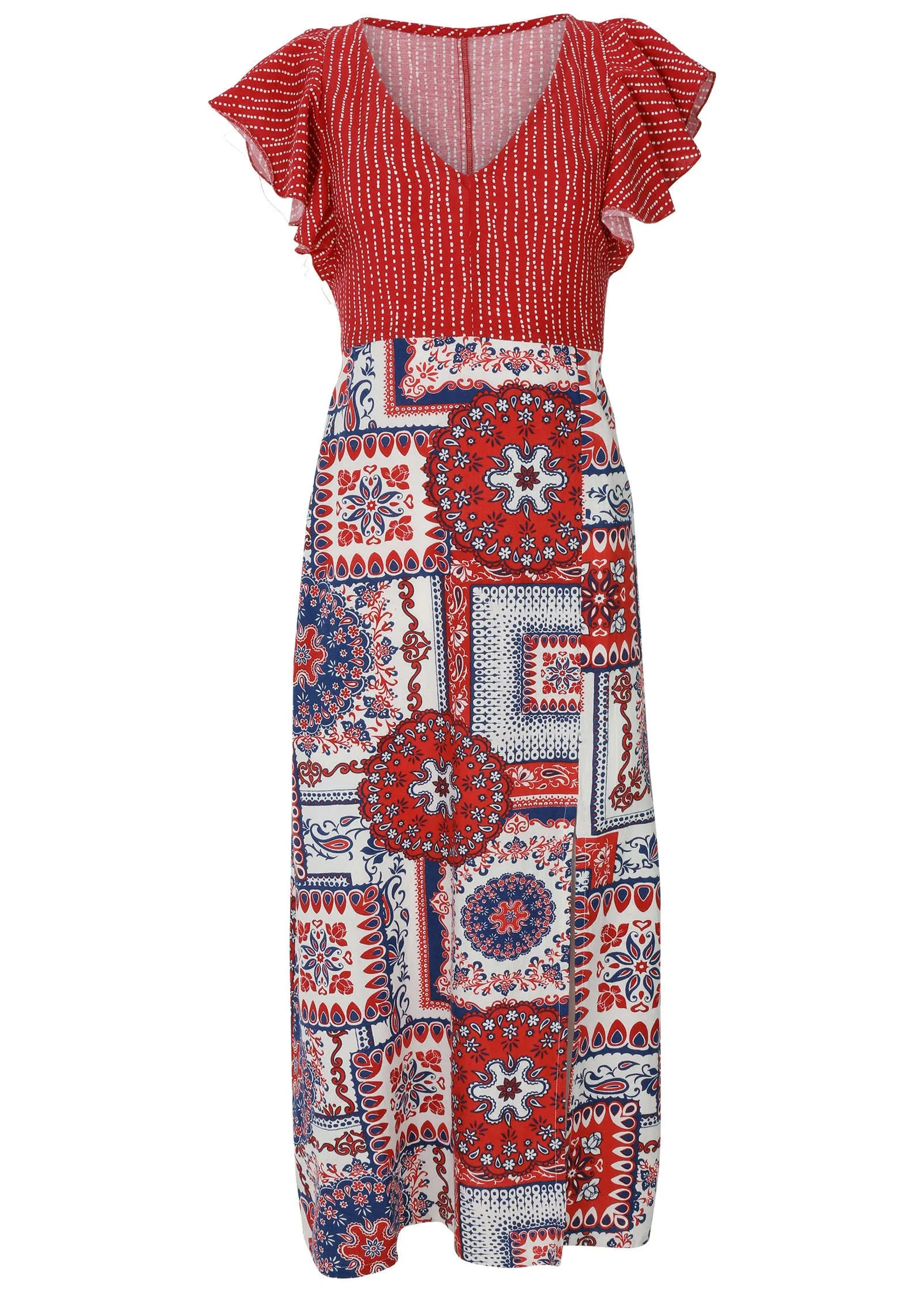 Linen V-Neck Maxi Dress - Heritage Bandana Medley sold by VENUS product image thumbnail 4