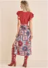 Linen V-Neck Maxi Dress - Heritage Bandana Medley sold by VENUS