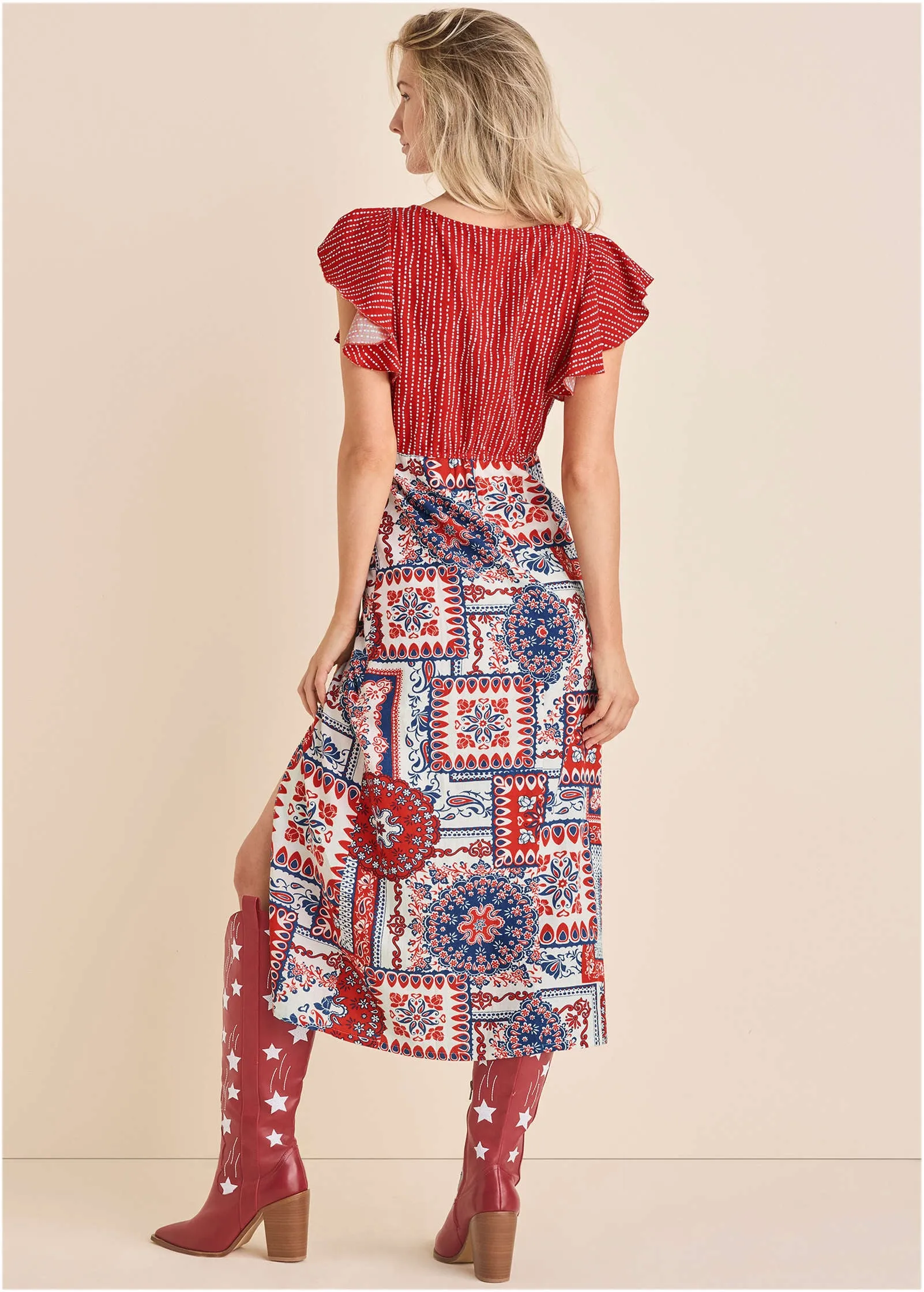 Linen V-Neck Maxi Dress - Heritage Bandana Medley sold by VENUS product image thumbnail 2