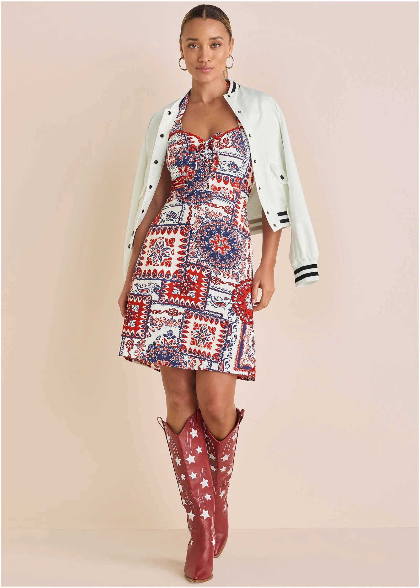 Linen Halter Dress - Heritage Bandana Medley sold by VENUS product image thumbnail 2