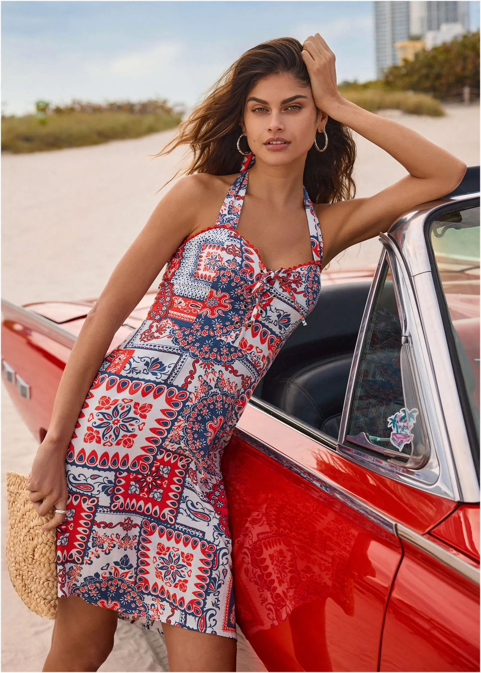 Linen Halter Dress - Heritage Bandana Medley sold by VENUS