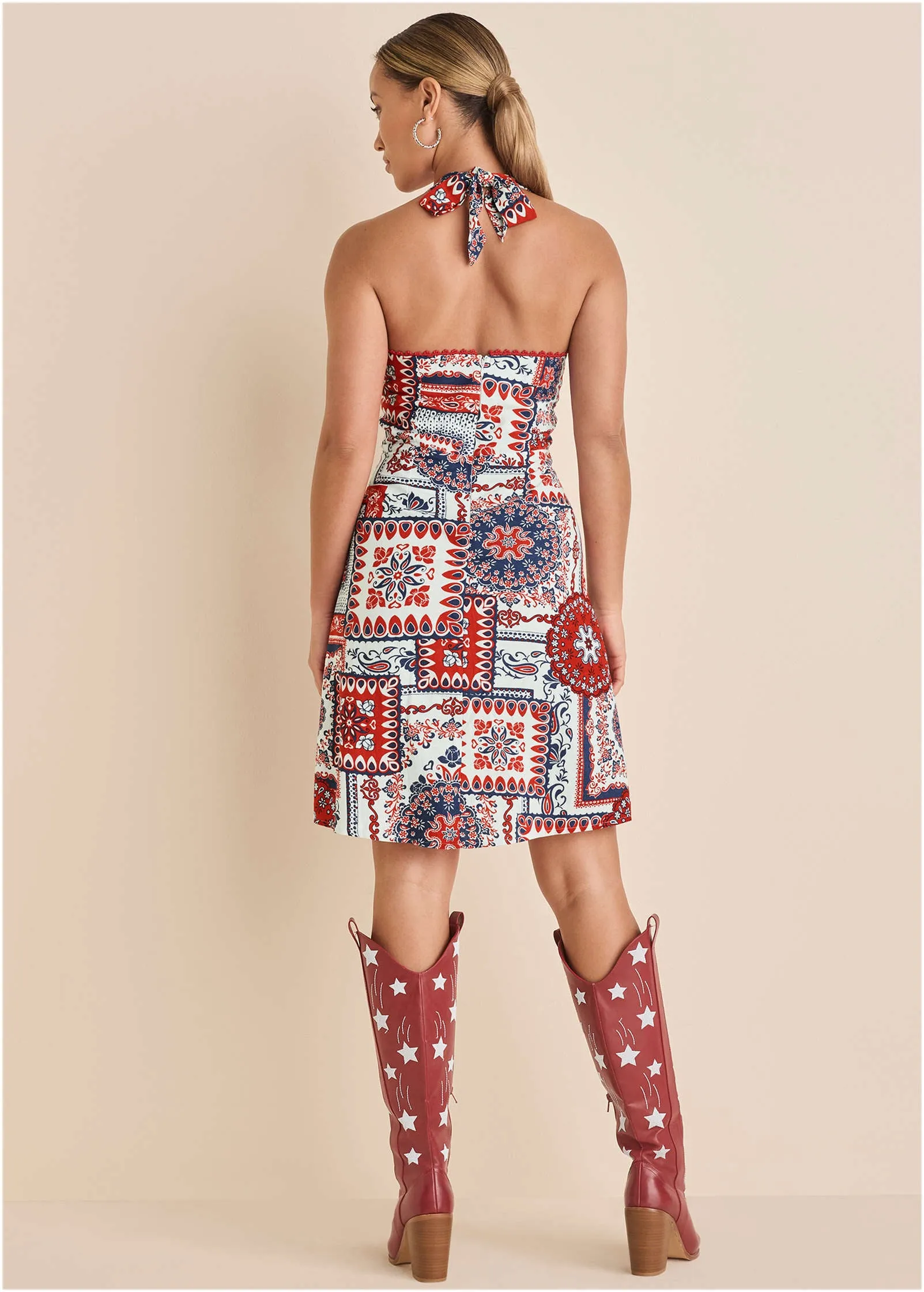 Linen Halter Dress - Heritage Bandana Medley sold by VENUS product image thumbnail 3