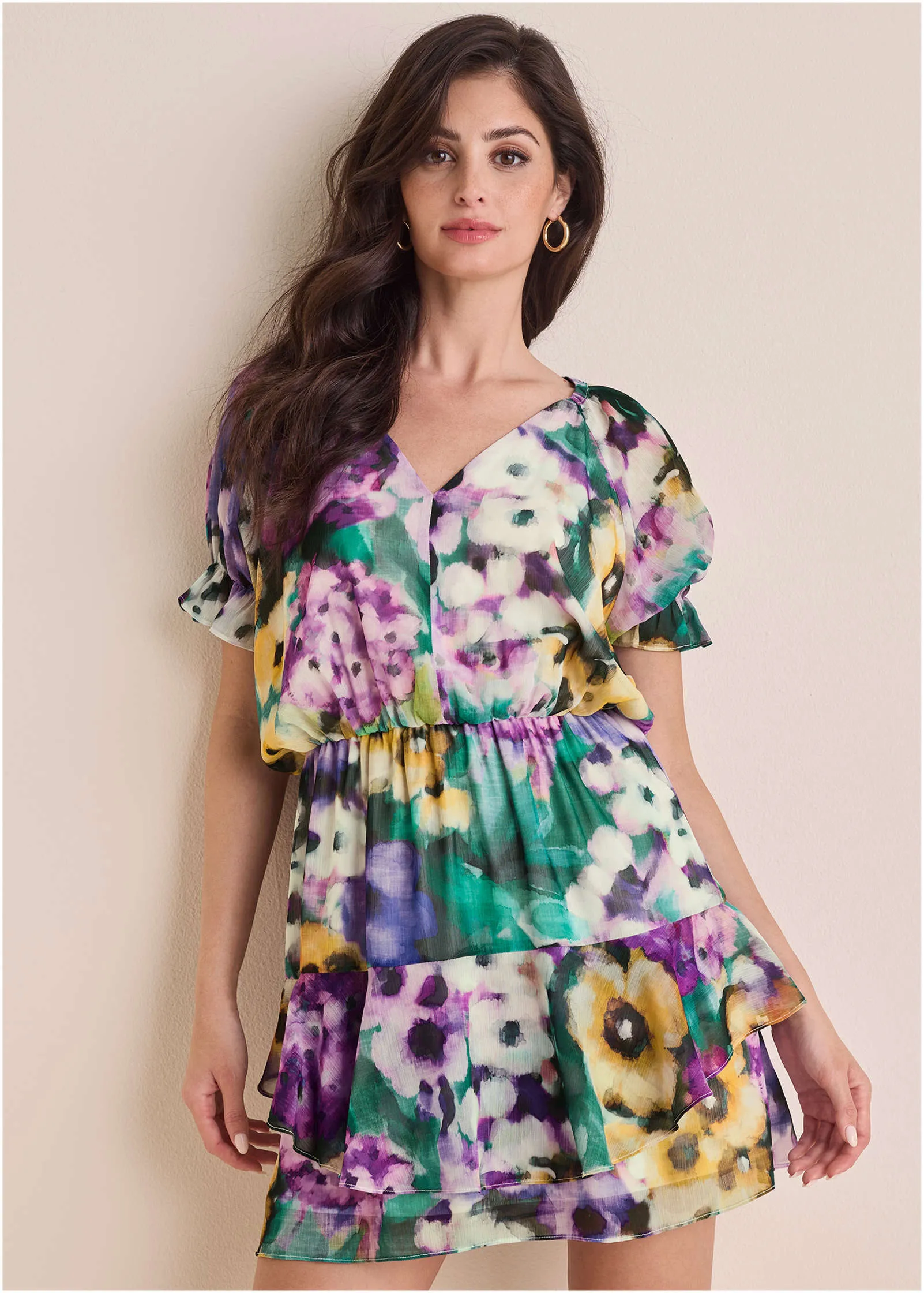 Floral Ruffle Mini Dress - Monet's Garden sold by VENUS product image thumbnail 2
