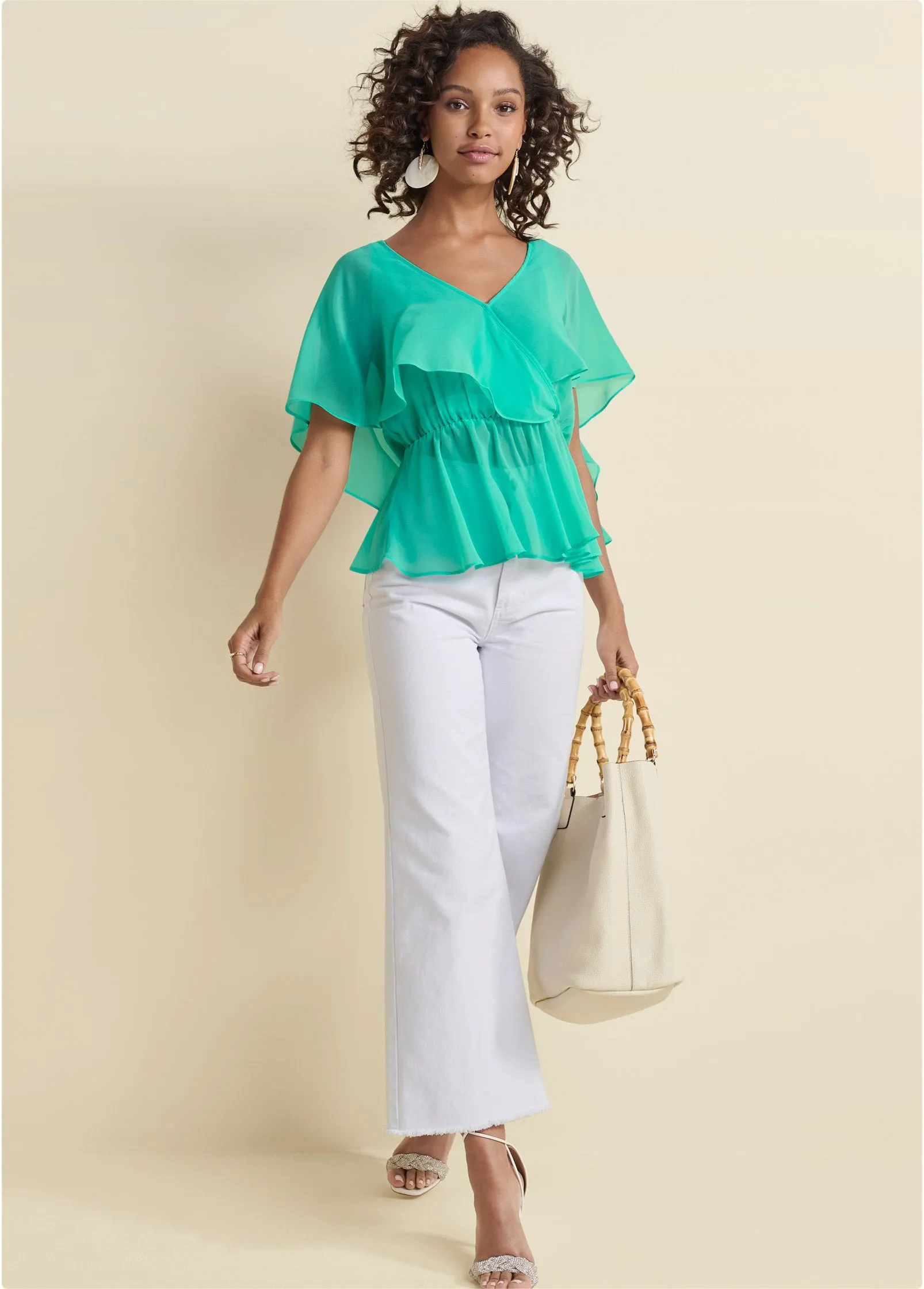Wrap Chiffon Top - Turquoise sold by VENUS product image thumbnail 2