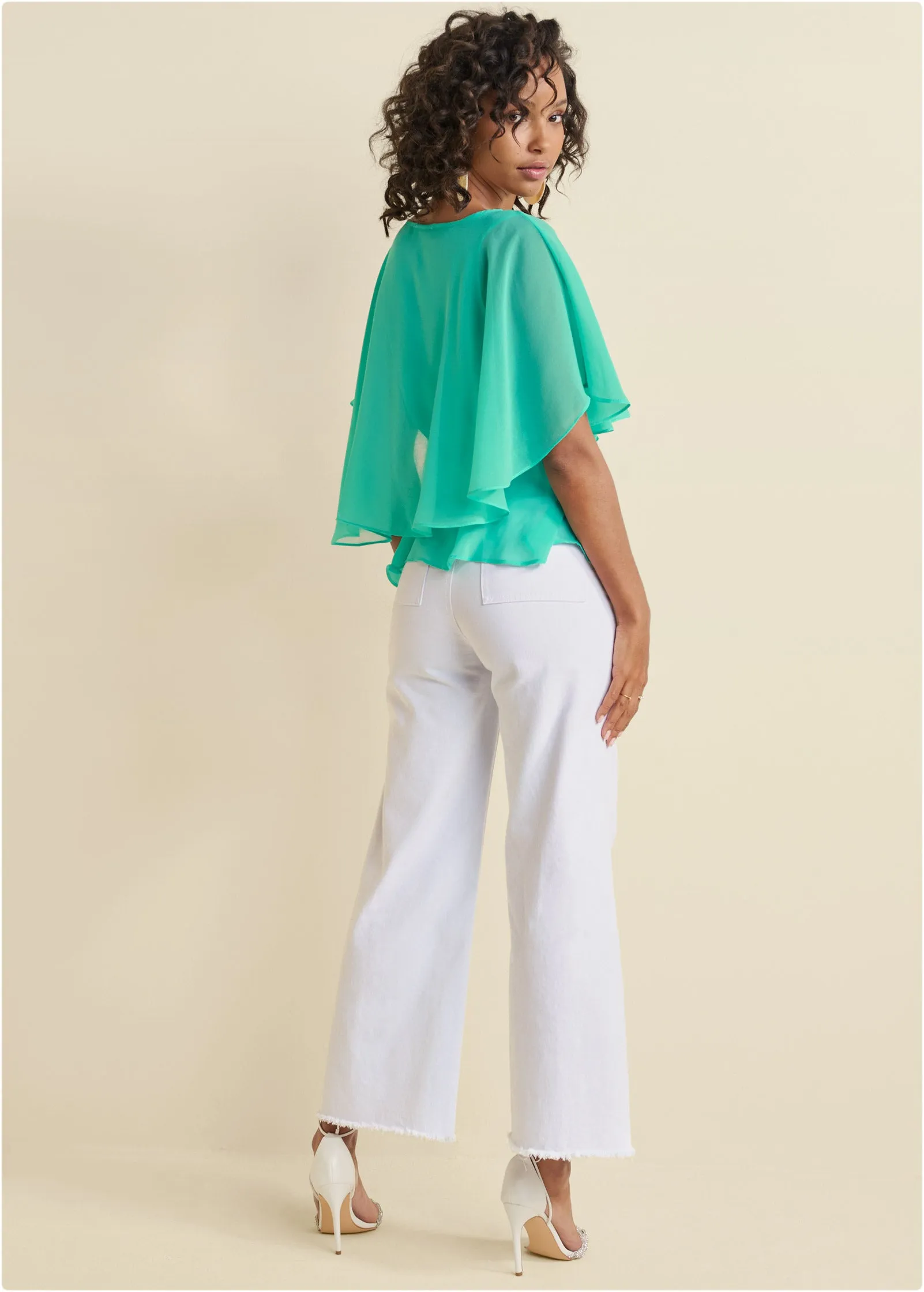 Wrap Chiffon Top - Turquoise sold by VENUS product image thumbnail 3