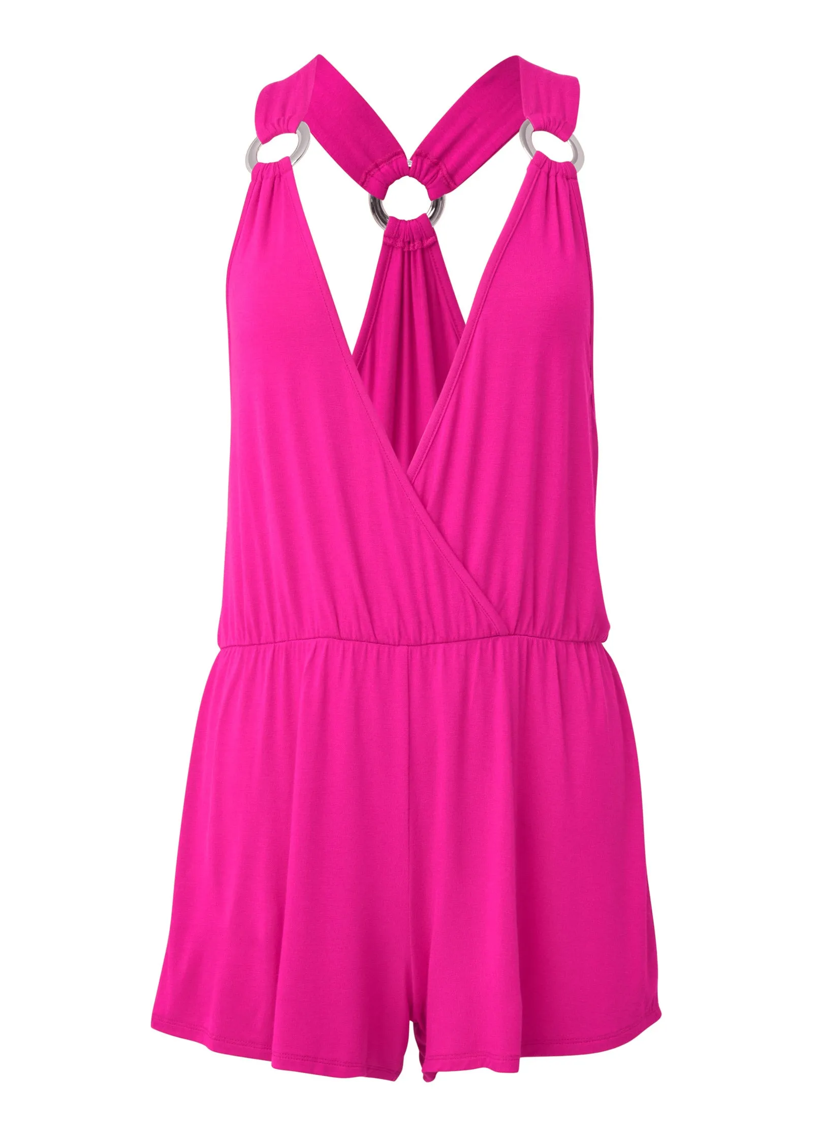 Wrap Romper Cover-Up - Electric Pink sold by VENUS product image thumbnail 3