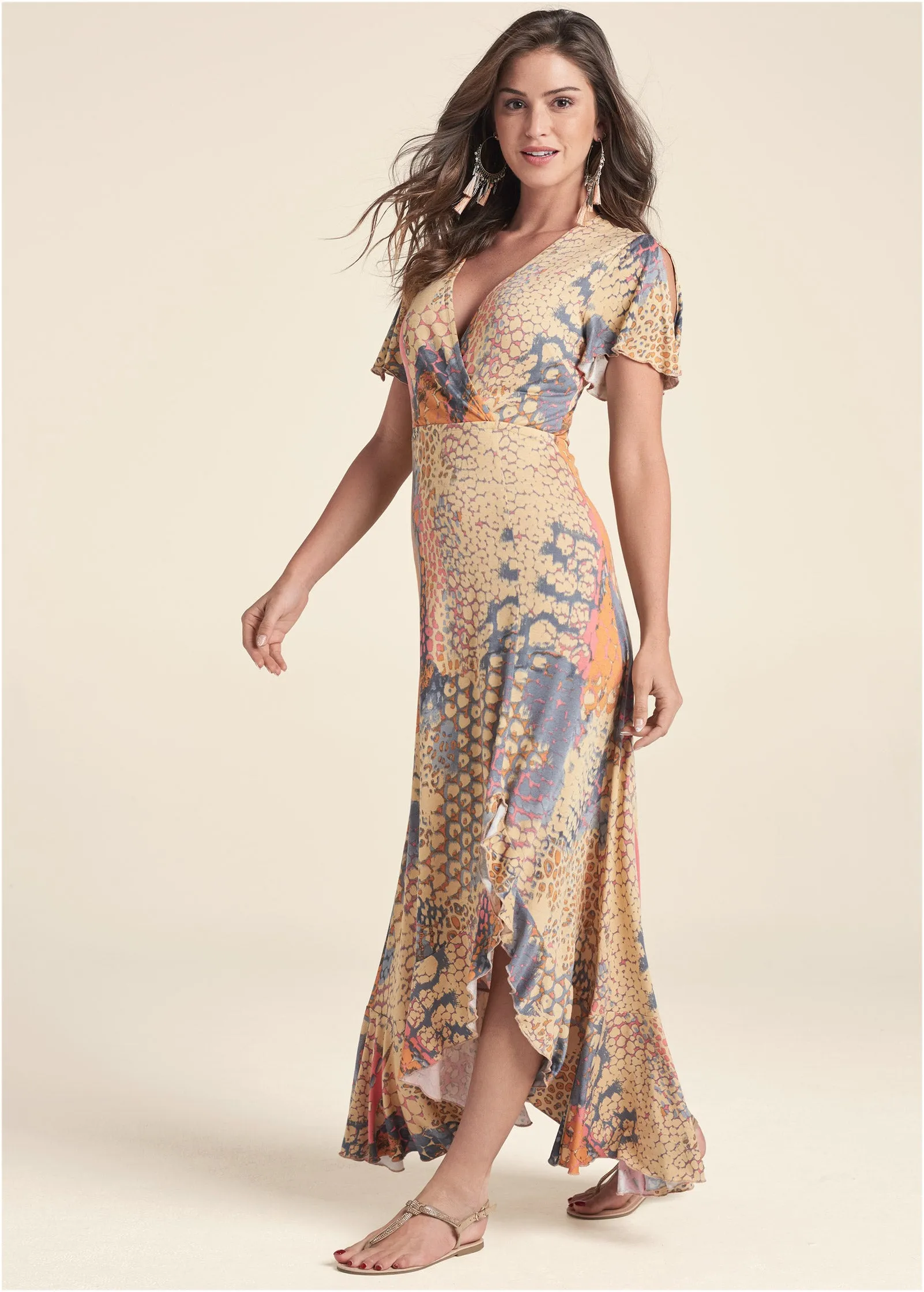 Wrap Maxi Dress - Orange Multi sold by VENUS product image thumbnail 2