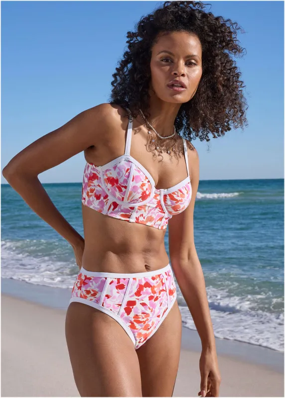 Seam Detail Tahiti Midi Bottom - Feathered Blooms sold by VENUS