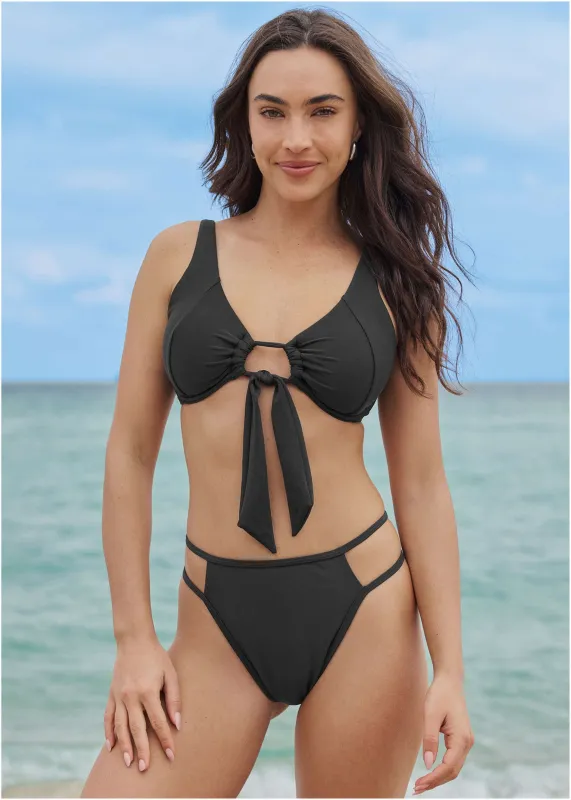 Tie Front Underwire Top - Black sold by VENUS
