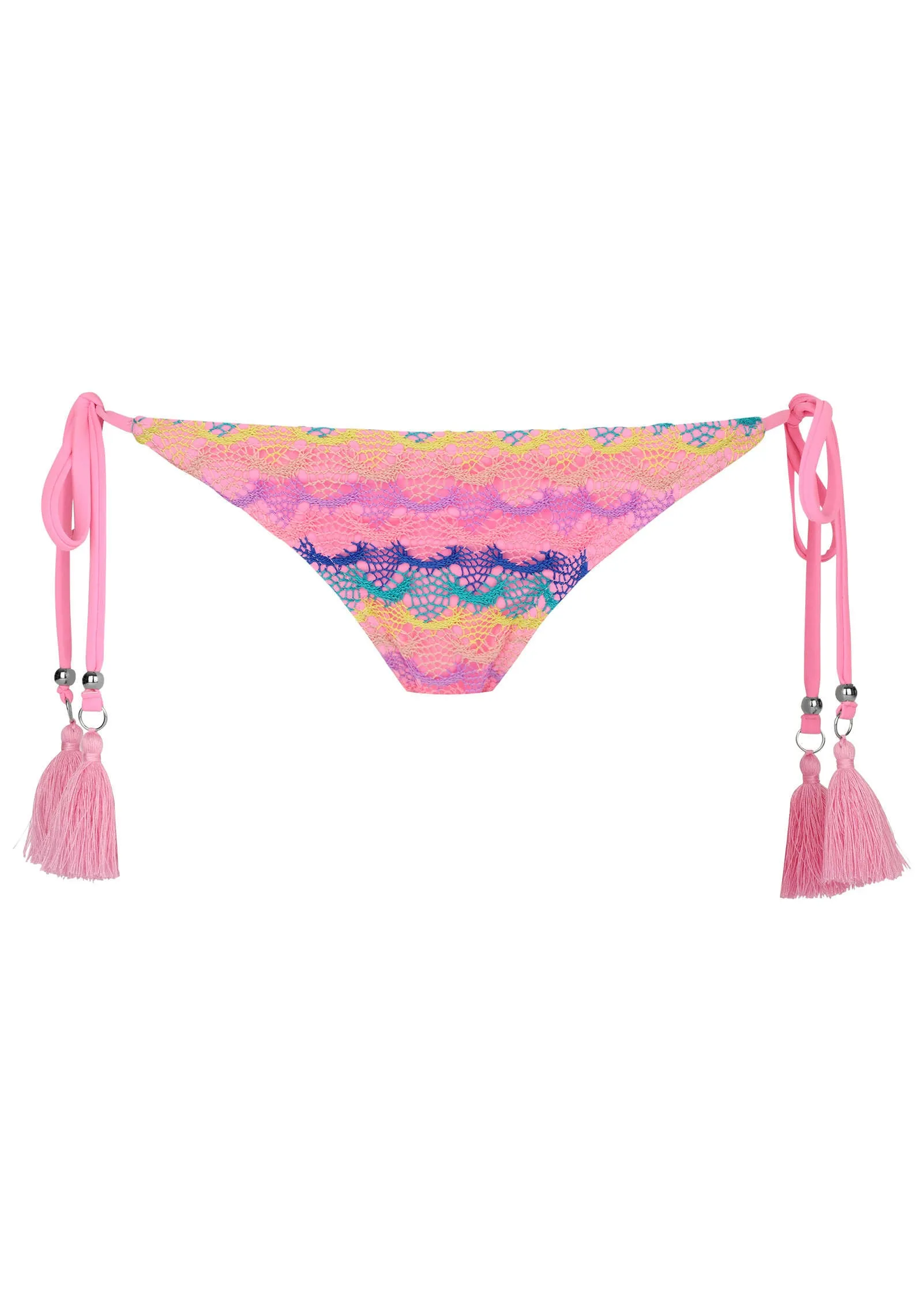 Crochet Key West Tie Side Moderate Bottom - Pink Multi sold by VENUS product image thumbnail 3