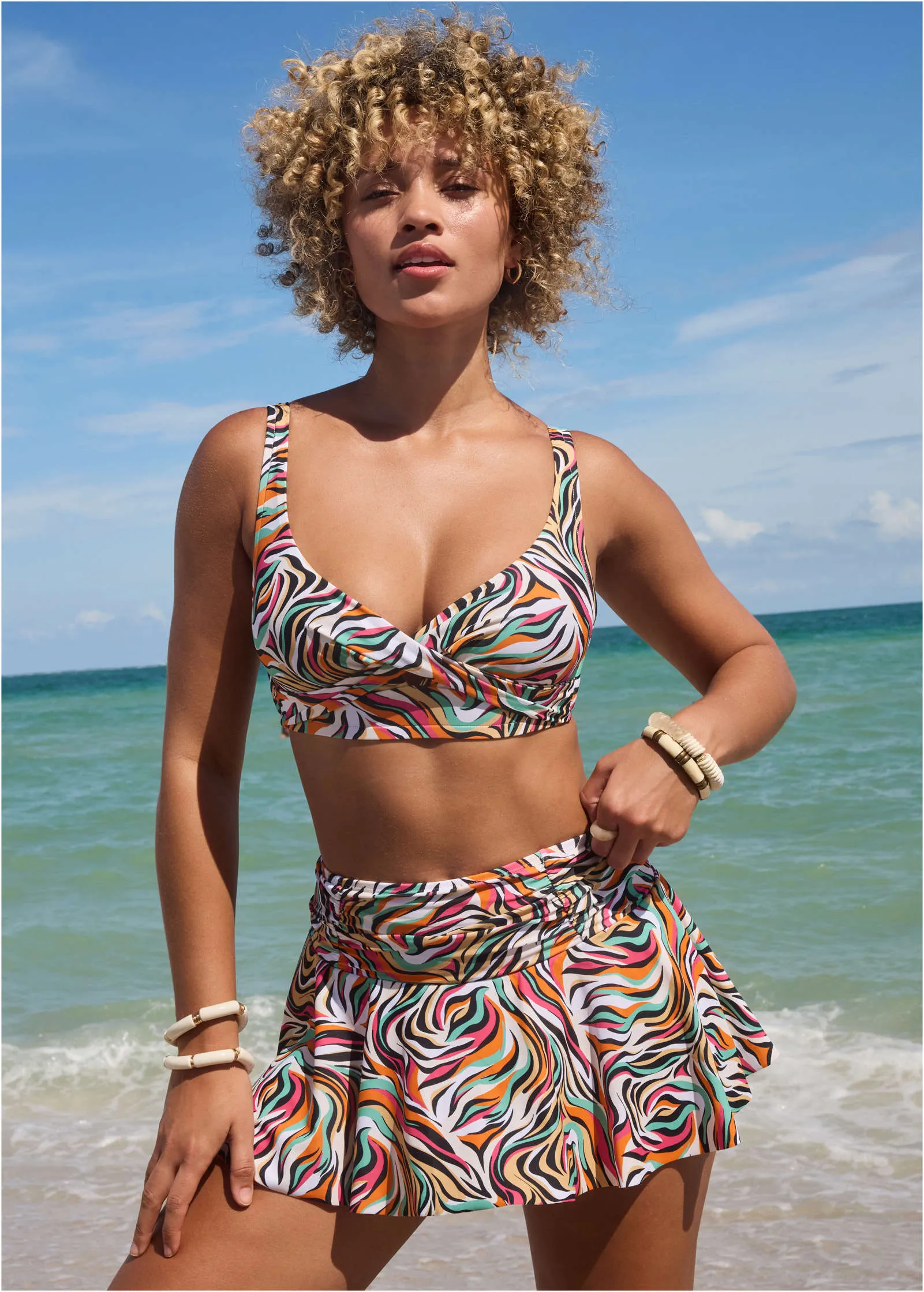 Lovely Lift Wrap Top - Earth Swirls sold by VENUS product image thumbnail 2