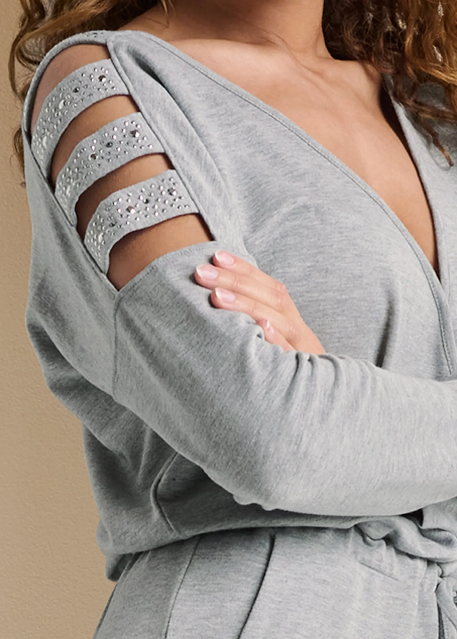 Stud Embellished Jumpsuit - Heather Grey sold by VENUS product image thumbnail 4