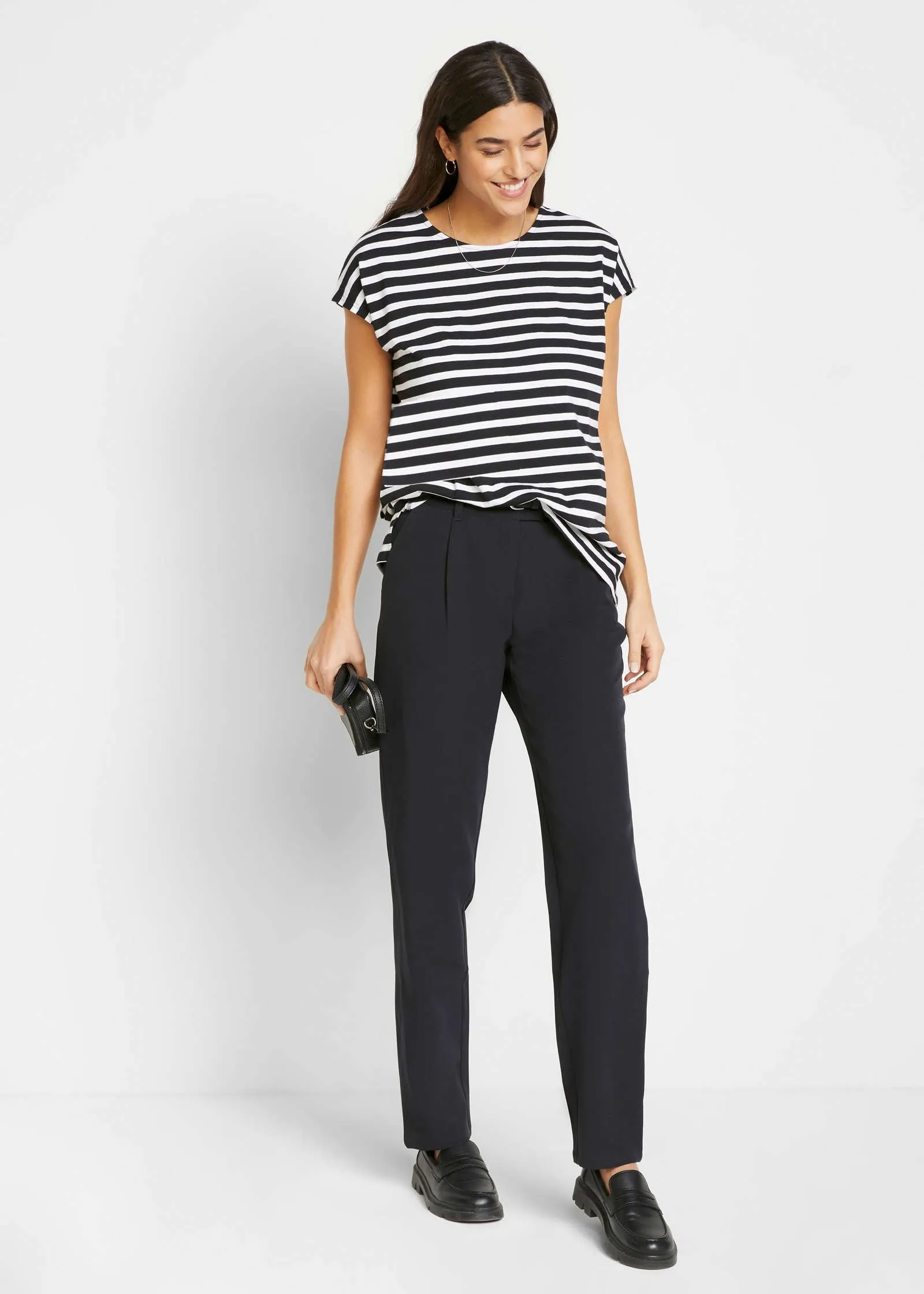 Striped Scoop Neck Top - Black & White sold by VENUS product image thumbnail 2