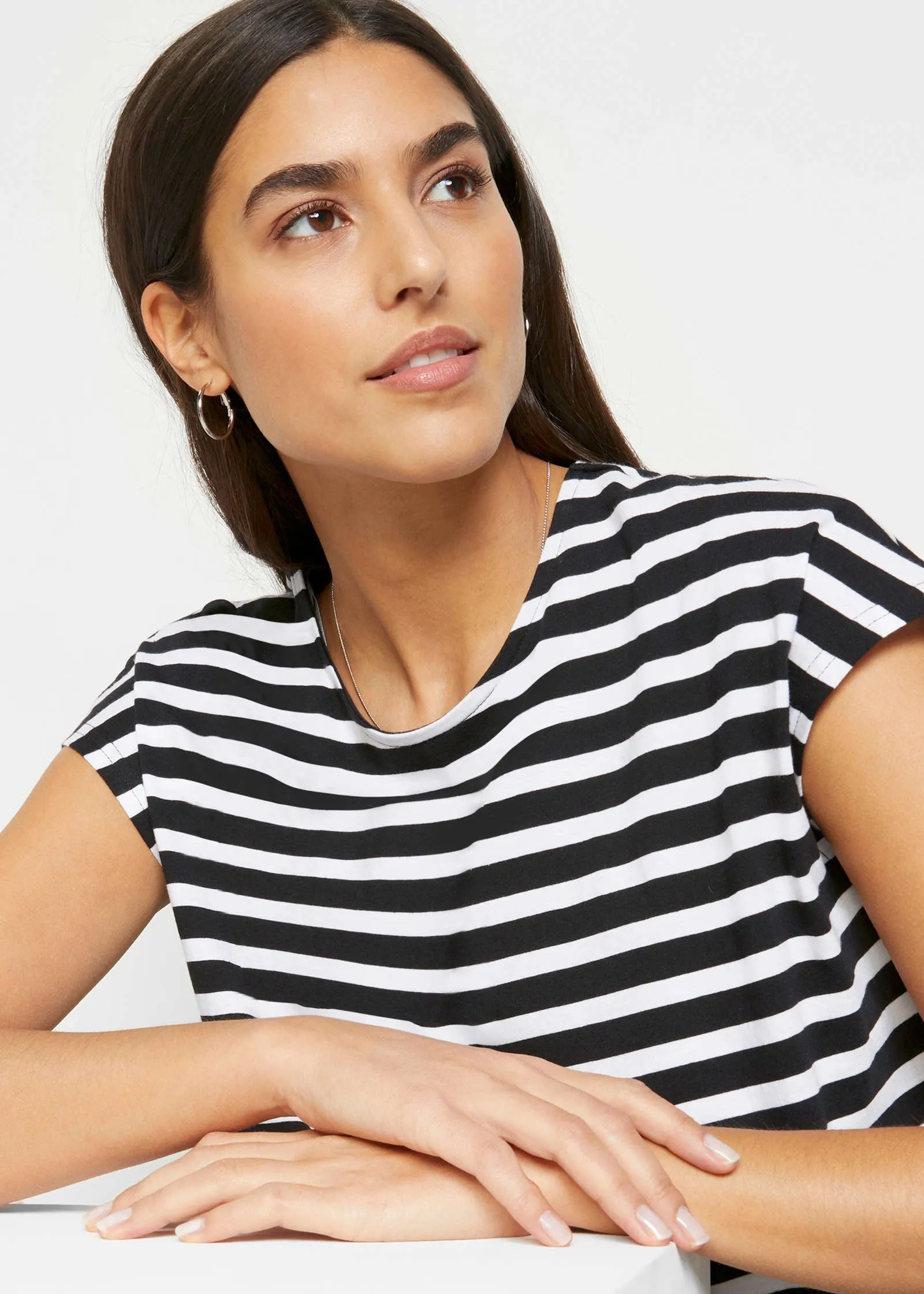 Striped Scoop Neck Top - Black & White sold by VENUS product image thumbnail 3