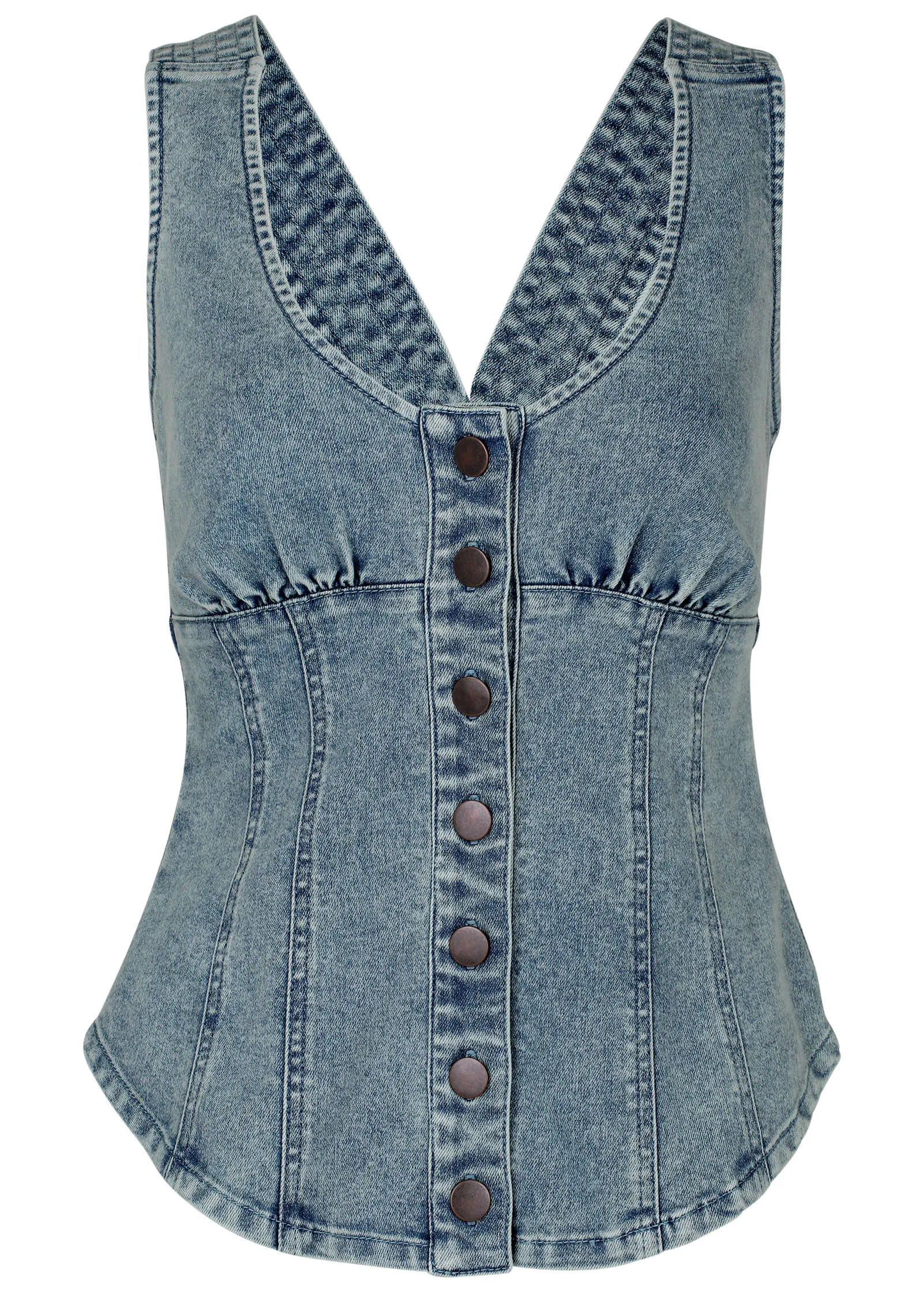 Denim Button Front Top - Light Wash sold by VENUS product image thumbnail 4