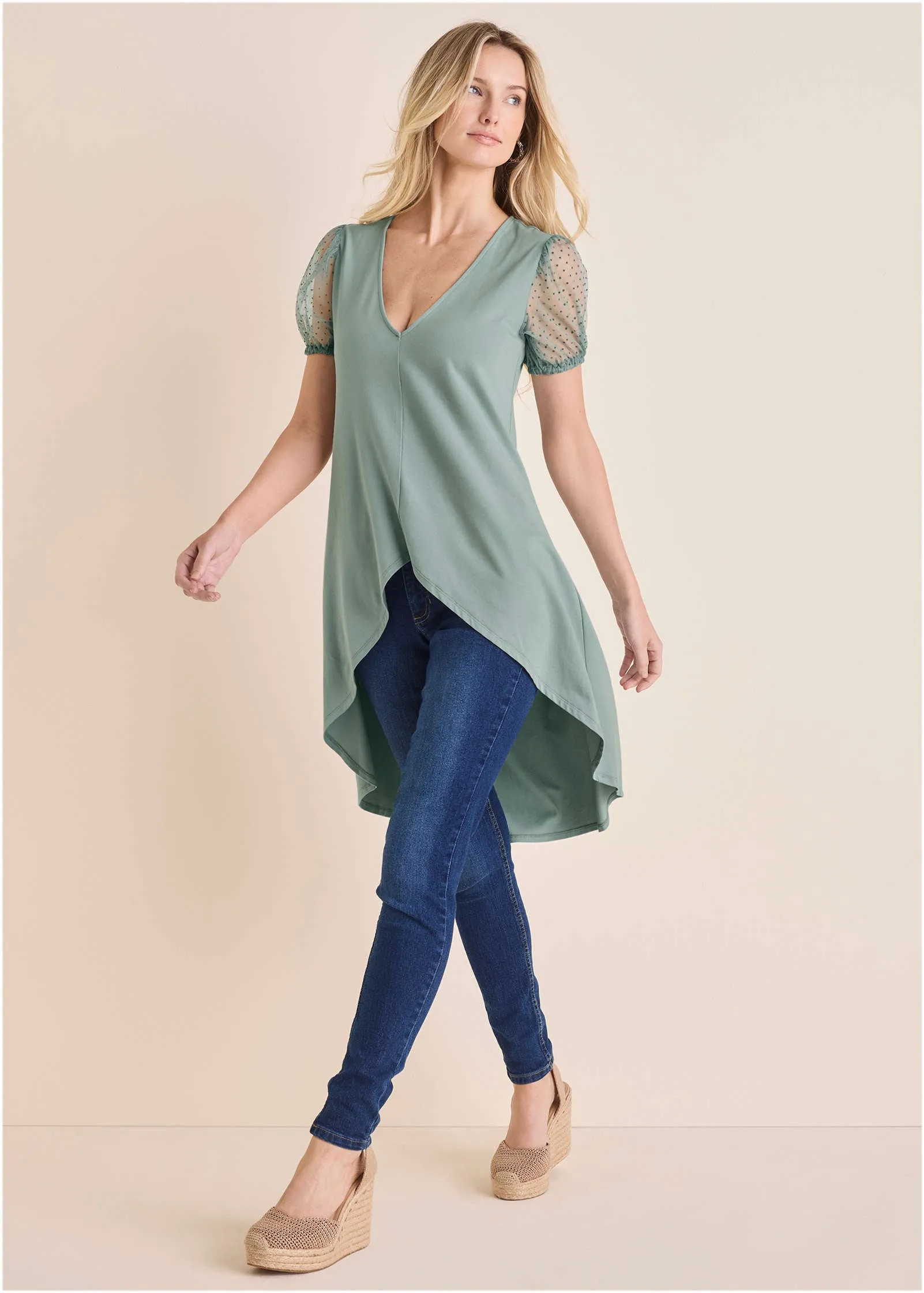 Dot Mesh Maxi Top - Iceberg Green sold by VENUS