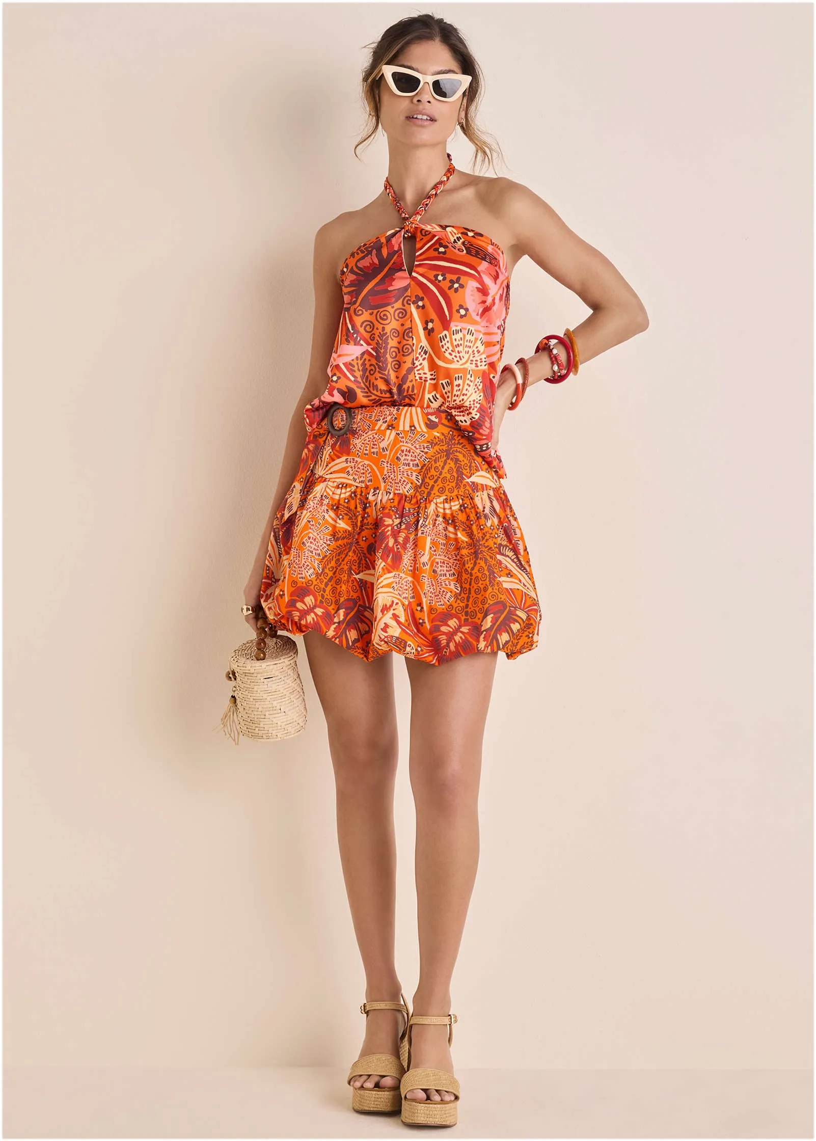 Printed Keyhole Halter - Parrot Palm sold by VENUS product image thumbnail 2