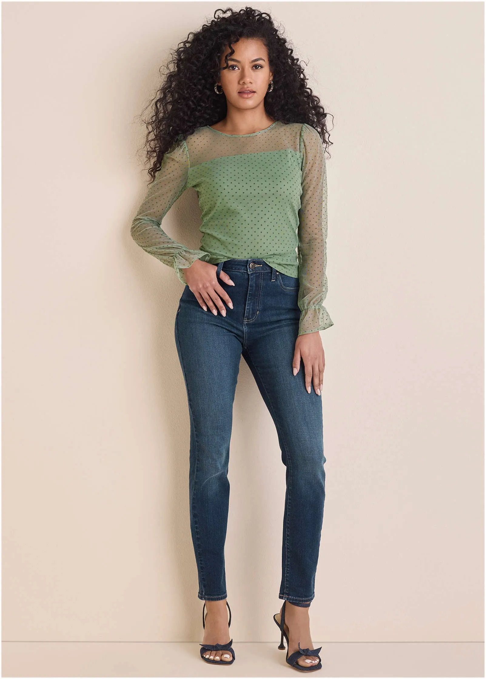 Dot Mesh Top - Iceberg Green sold by VENUS product image thumbnail 2