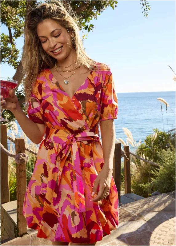 Bubble Hem Mini Dress - Soft Ikat sold by VENUS