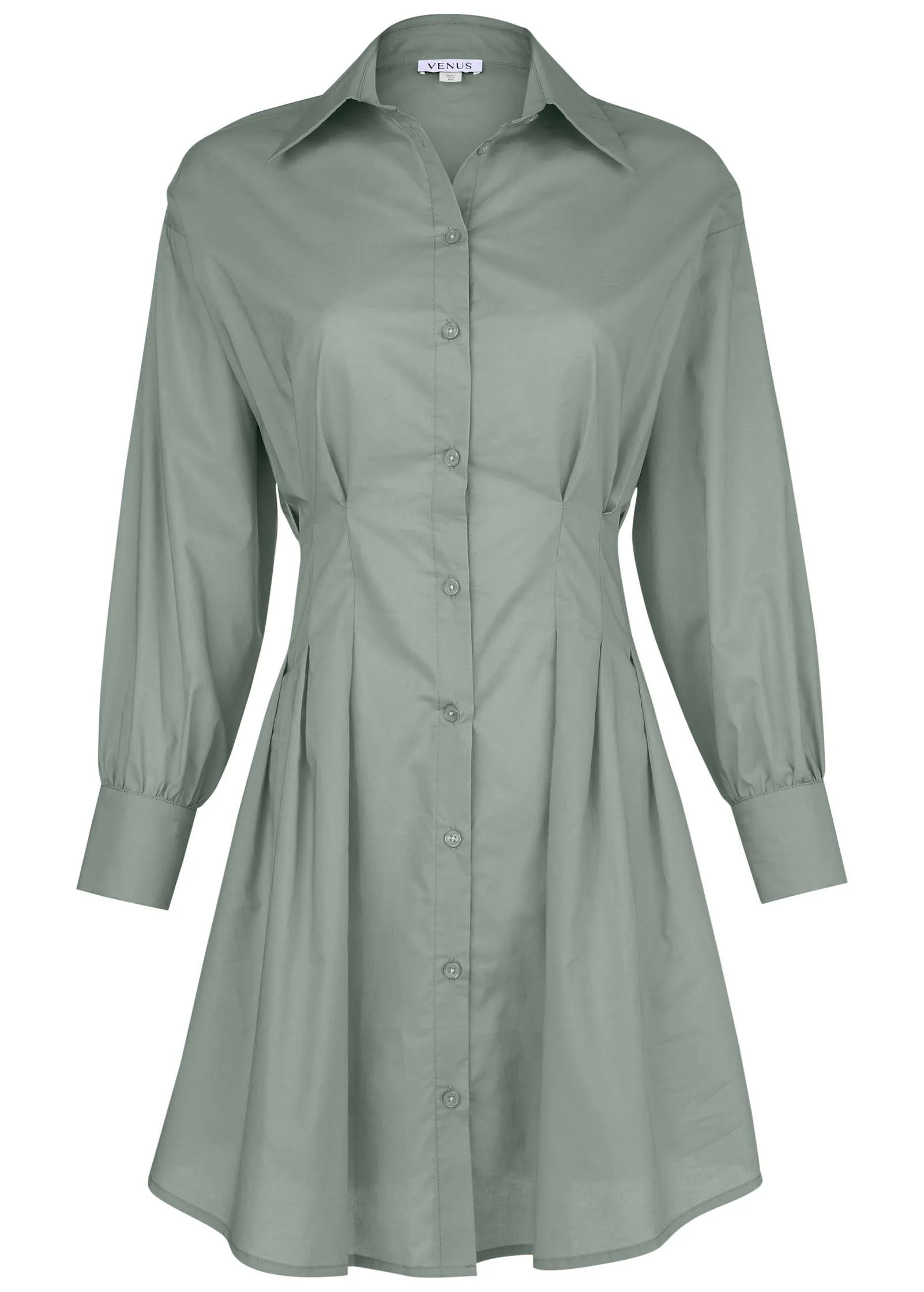 Pleated Shirt Dress - Iceberg Green sold by VENUS product image thumbnail 4