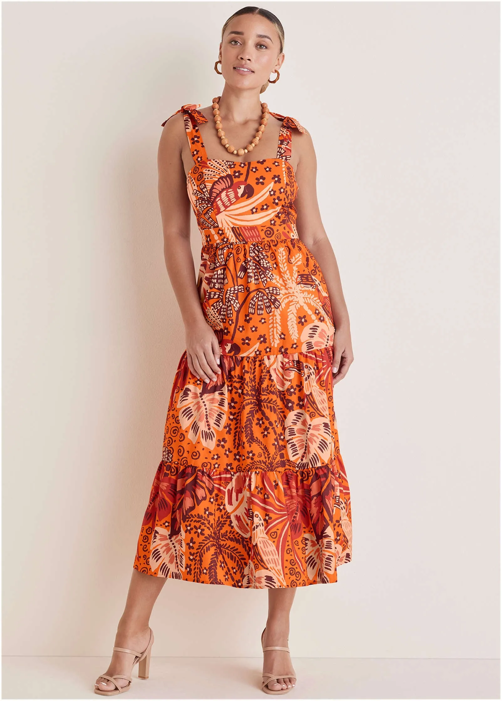 Tiered Maxi Dress - Parrot Palm sold by VENUS