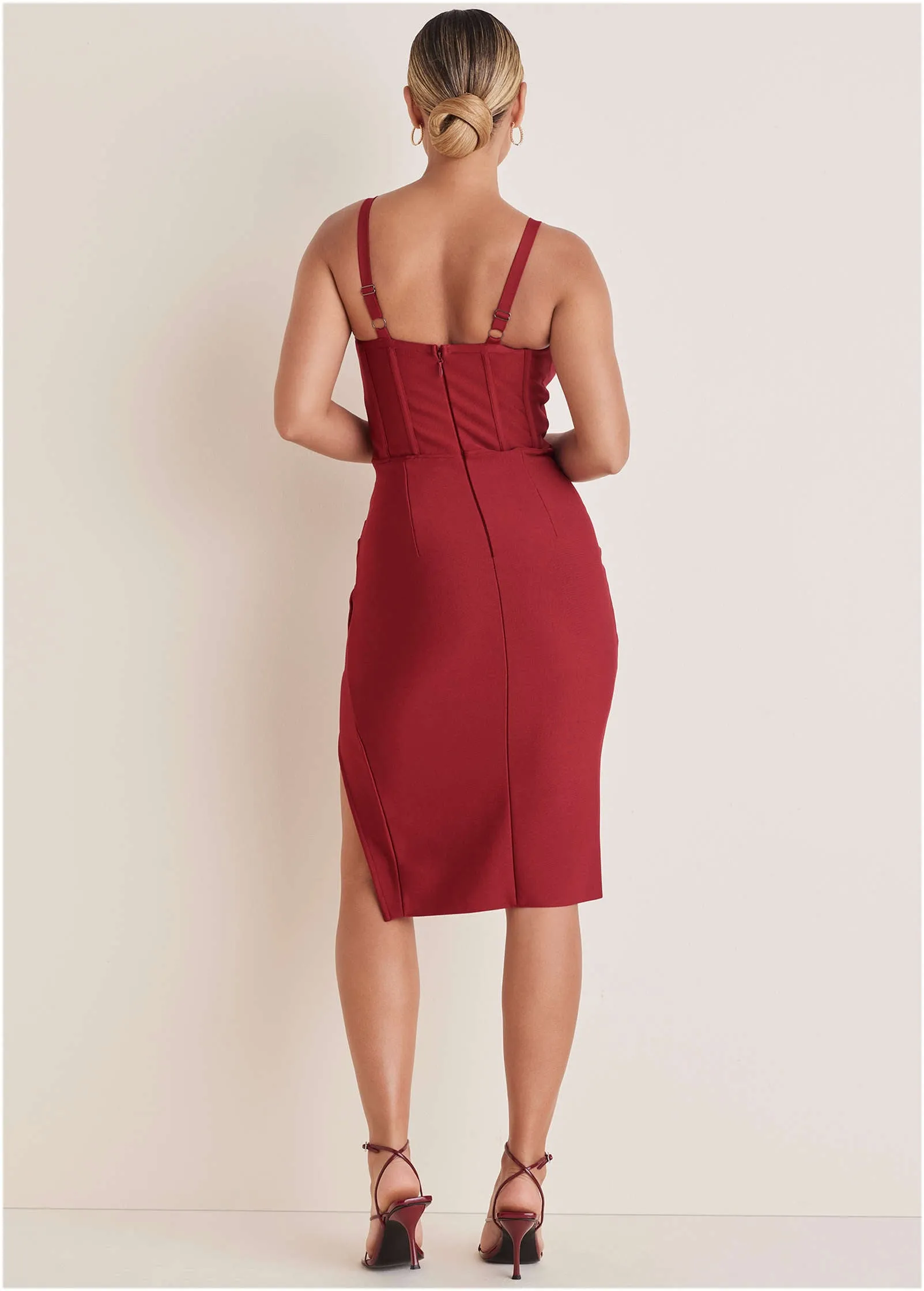Side Slit Bandage Dress - Dark Red sold by VENUS product image thumbnail 2