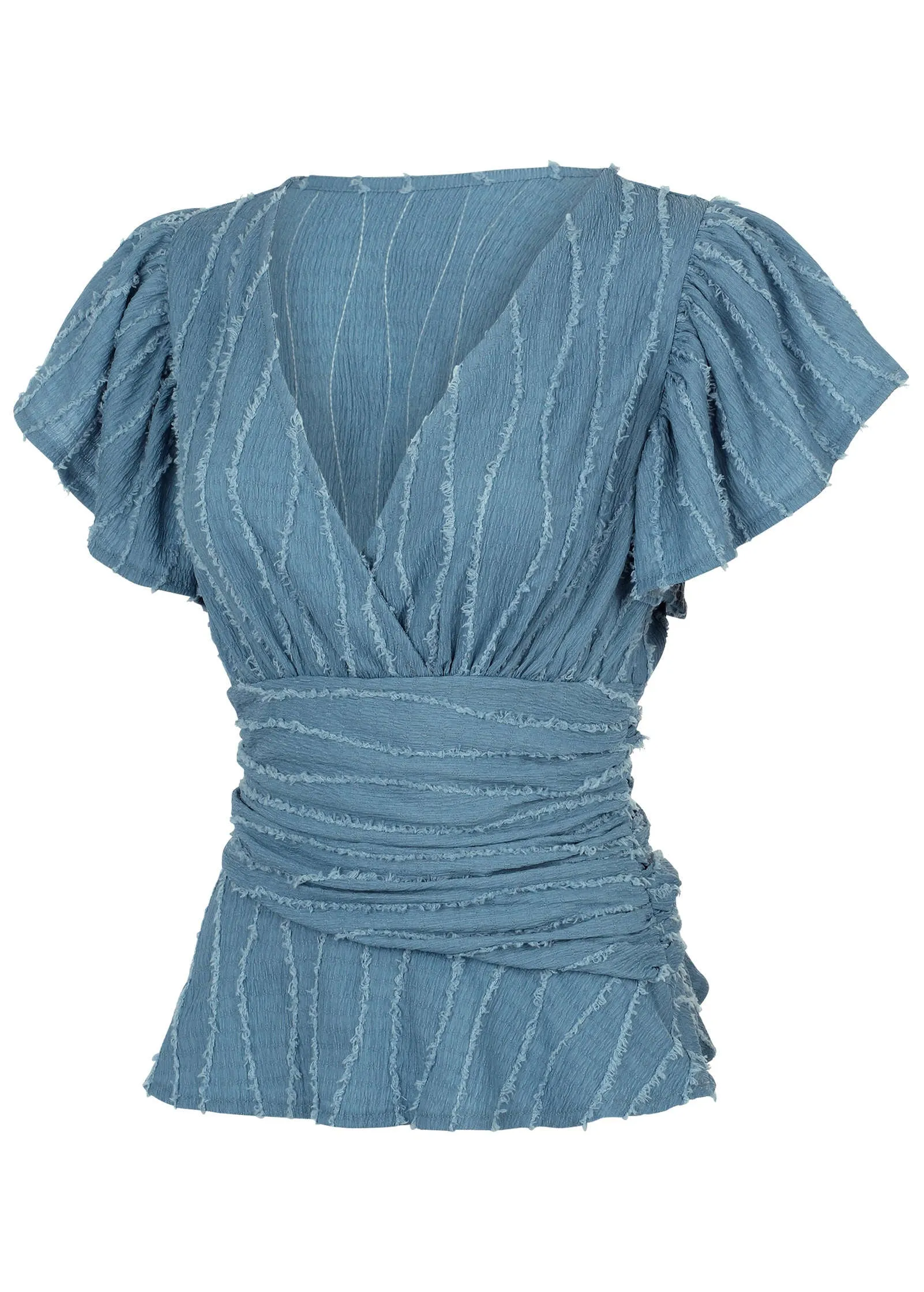 Vineyard Knit Gathered Top - Seaside Blue sold by VENUS product image thumbnail 4