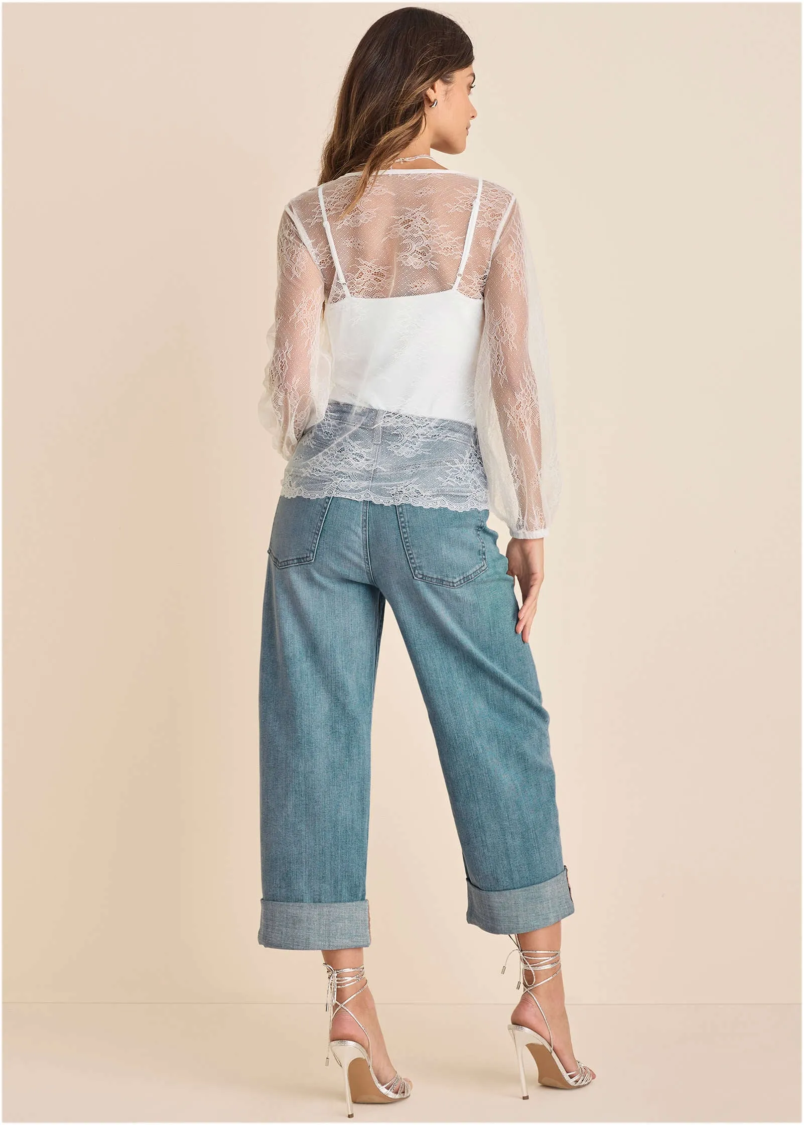 Lace Long Sleeve Top - White sold by VENUS product image thumbnail 3