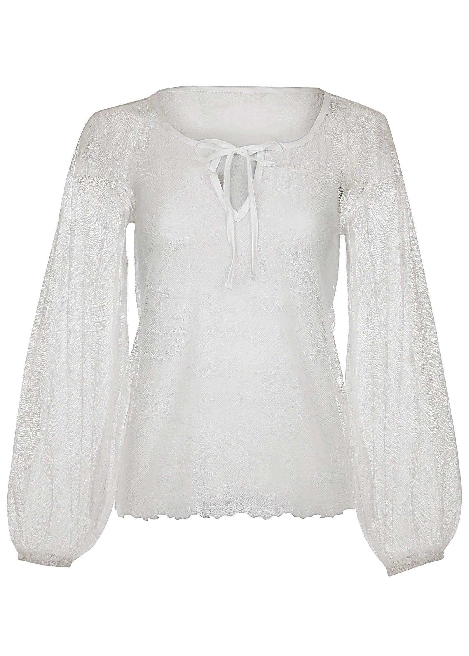 Lace Long Sleeve Top - White sold by VENUS product image thumbnail 5