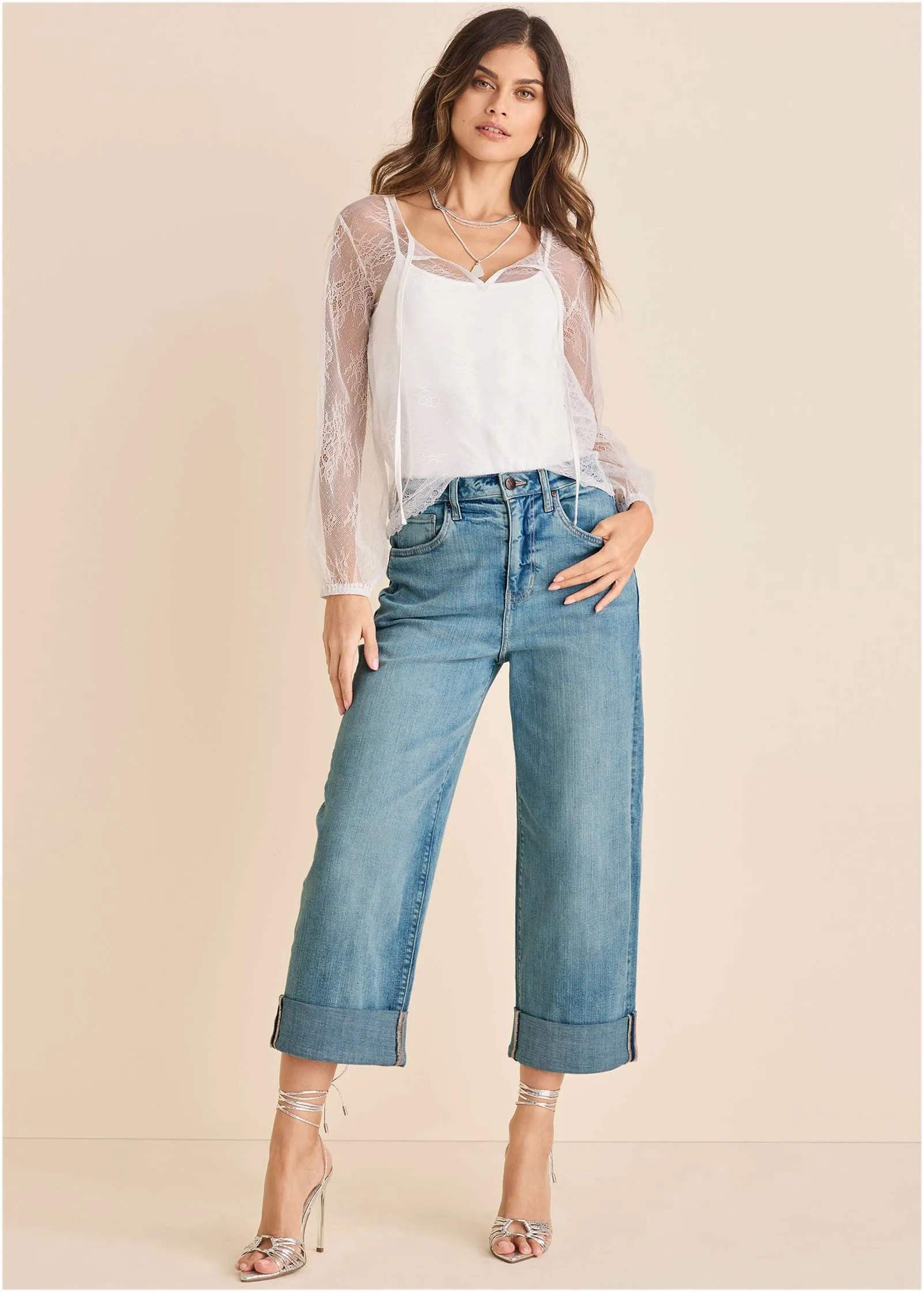 Lace Long Sleeve Top - White sold by VENUS product image thumbnail 2