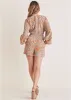Linen Tie-Waist Romper - Medallion Golden Patchwork sold by VENUS