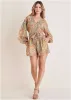 Linen Tie-Waist Romper - Medallion Golden Patchwork sold by VENUS