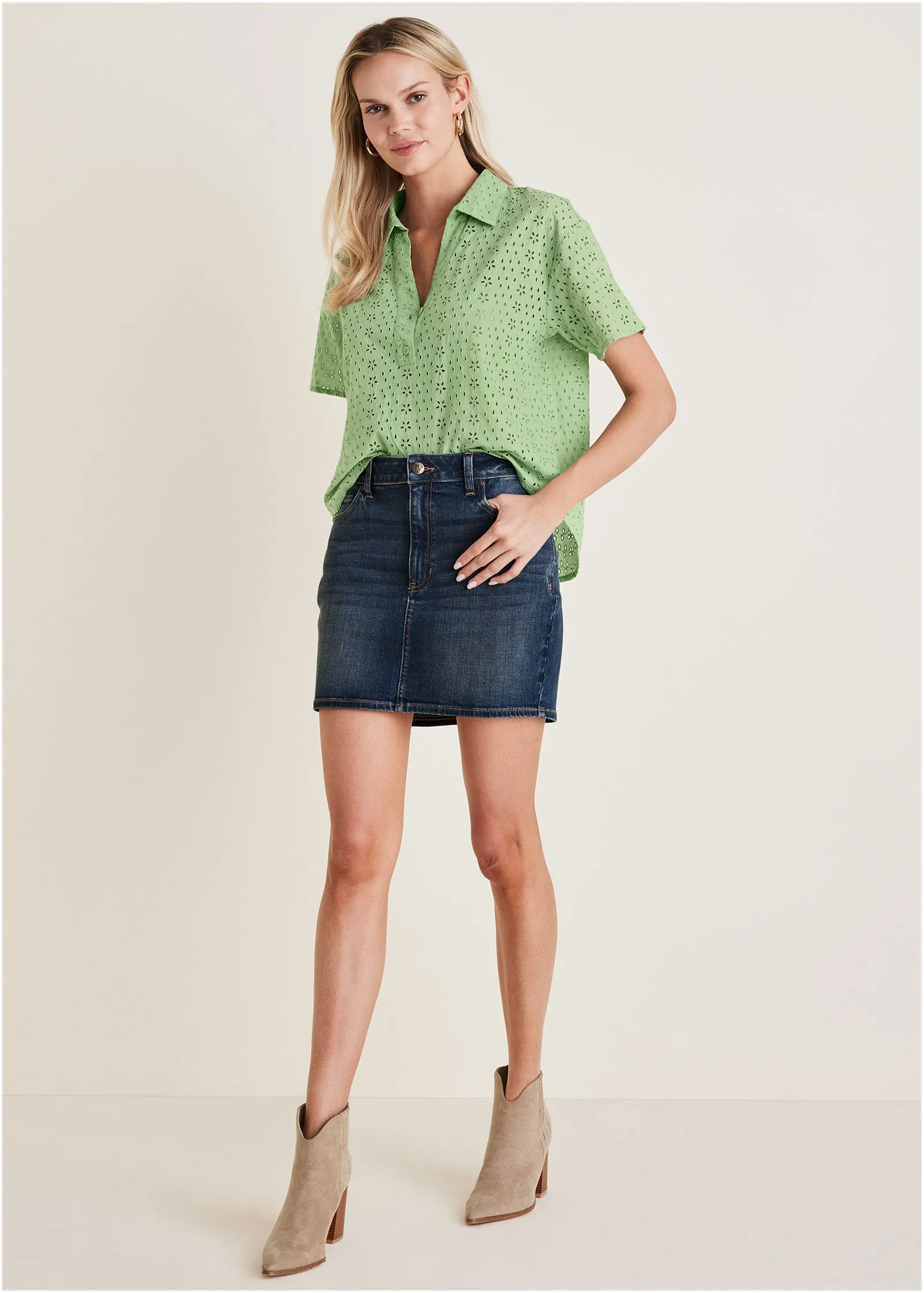 Denim Mini Skirt - Medium Wash sold by VENUS