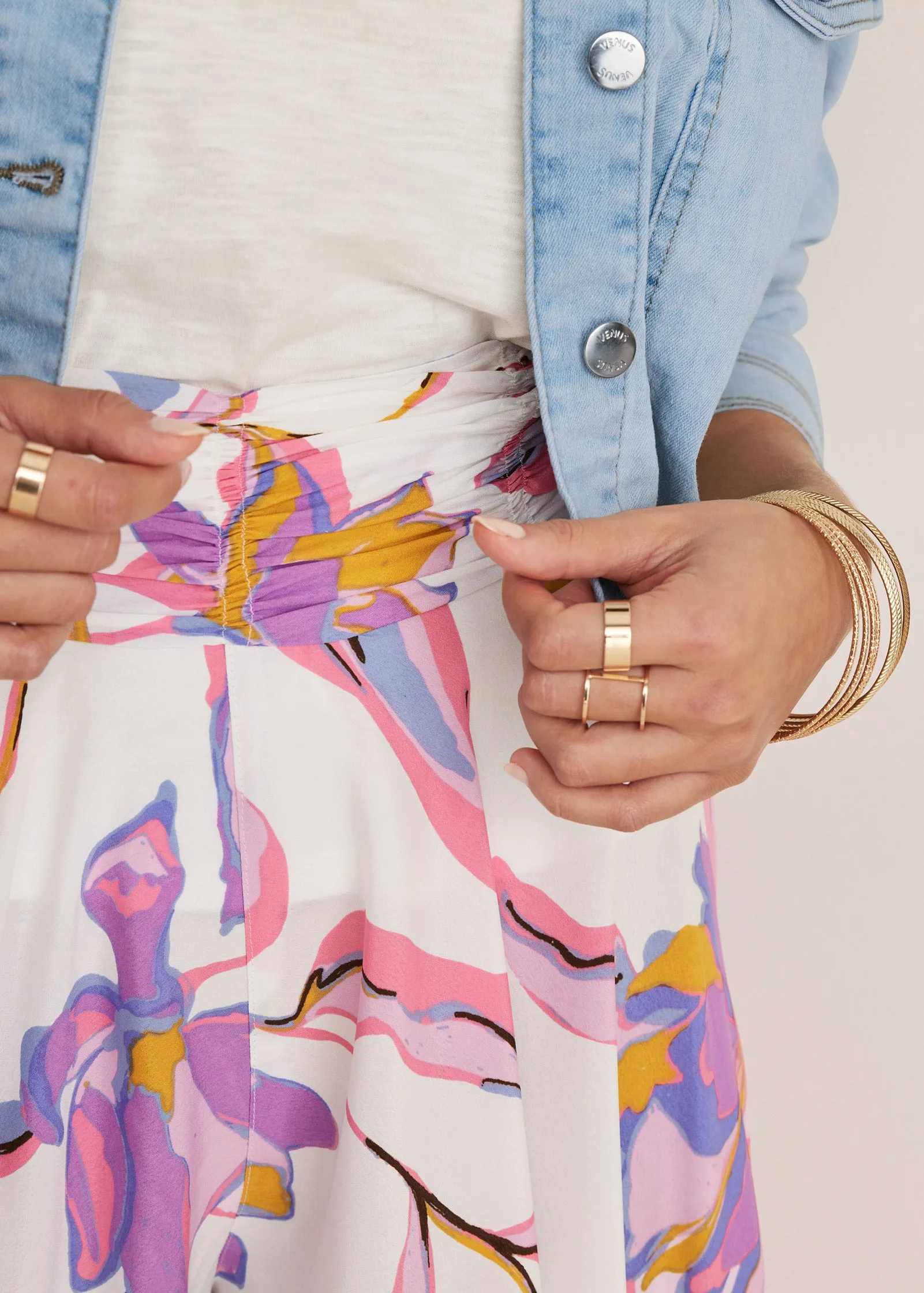 Printed Flowy Pants - White Multi sold by VENUS product image thumbnail 4