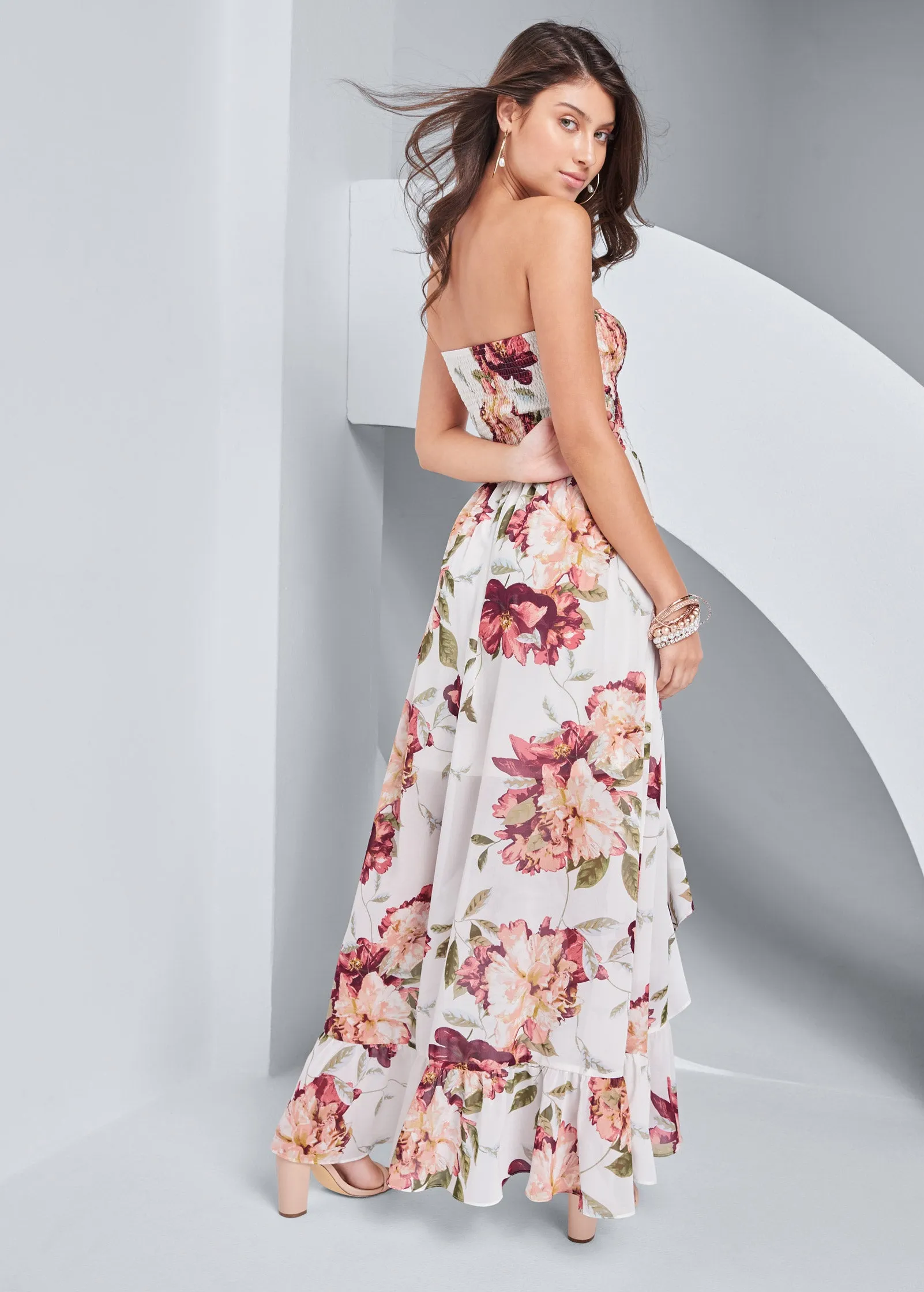 Strapless Smocked Dress - White Multi sold by VENUS product image thumbnail 2