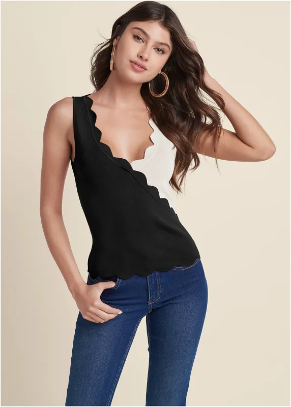 Color Block Tank Sweater - Black & Off White sold by VENUS