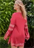 Long Sleeve Cover-Up Dress - Sunset Pink & White sold by VENUS