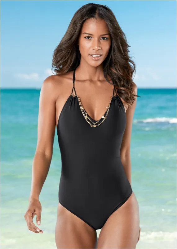 Strappy Back One-Piece - Black Beauty sold by VENUS