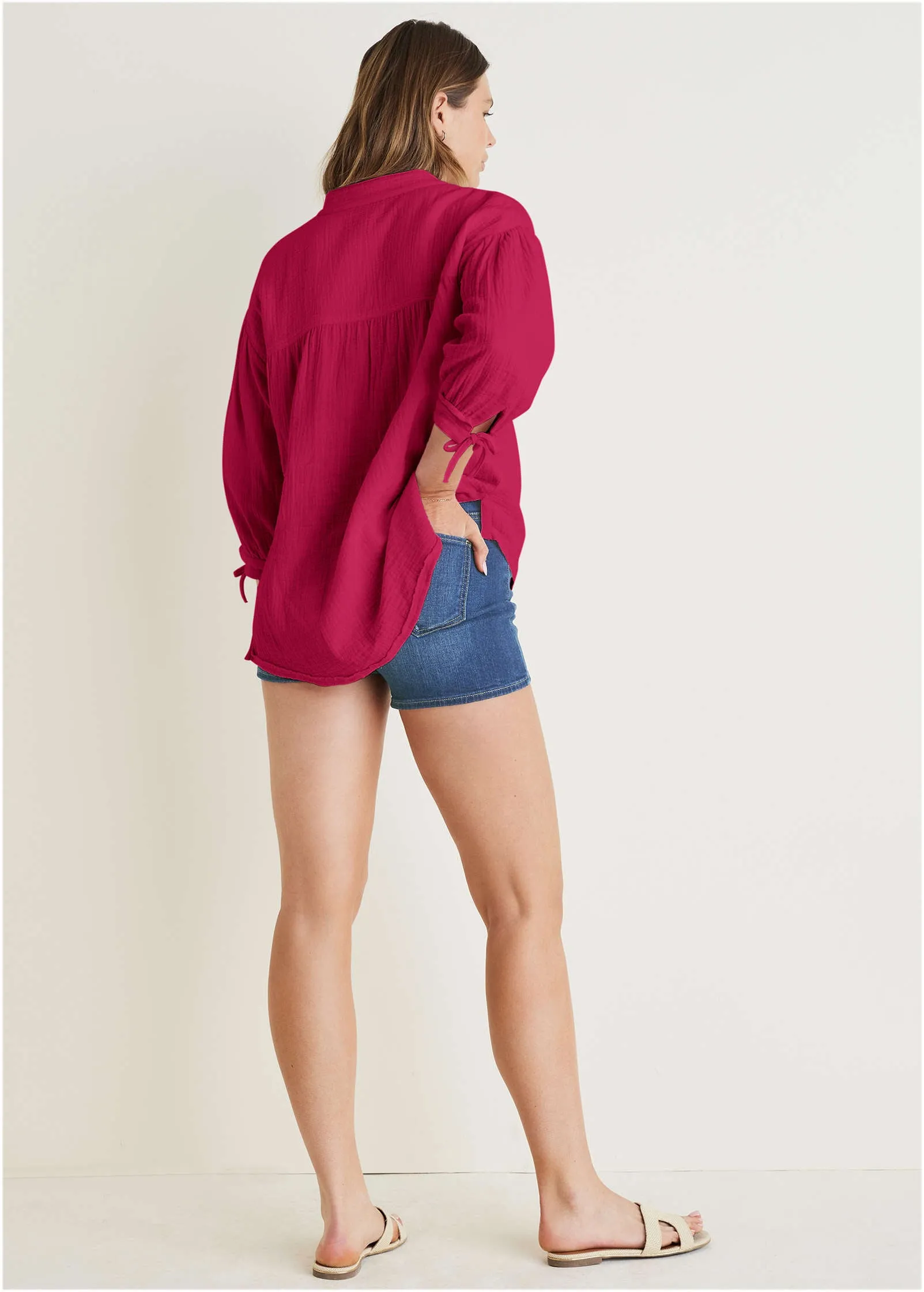 Textured Oversized Blouse - Persian Red sold by VENUS product image thumbnail 4